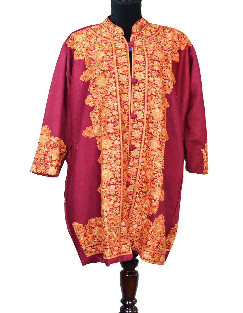 Maroon aari Work coat AC001