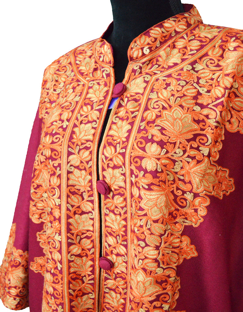 Maroon aari Work coat AC001