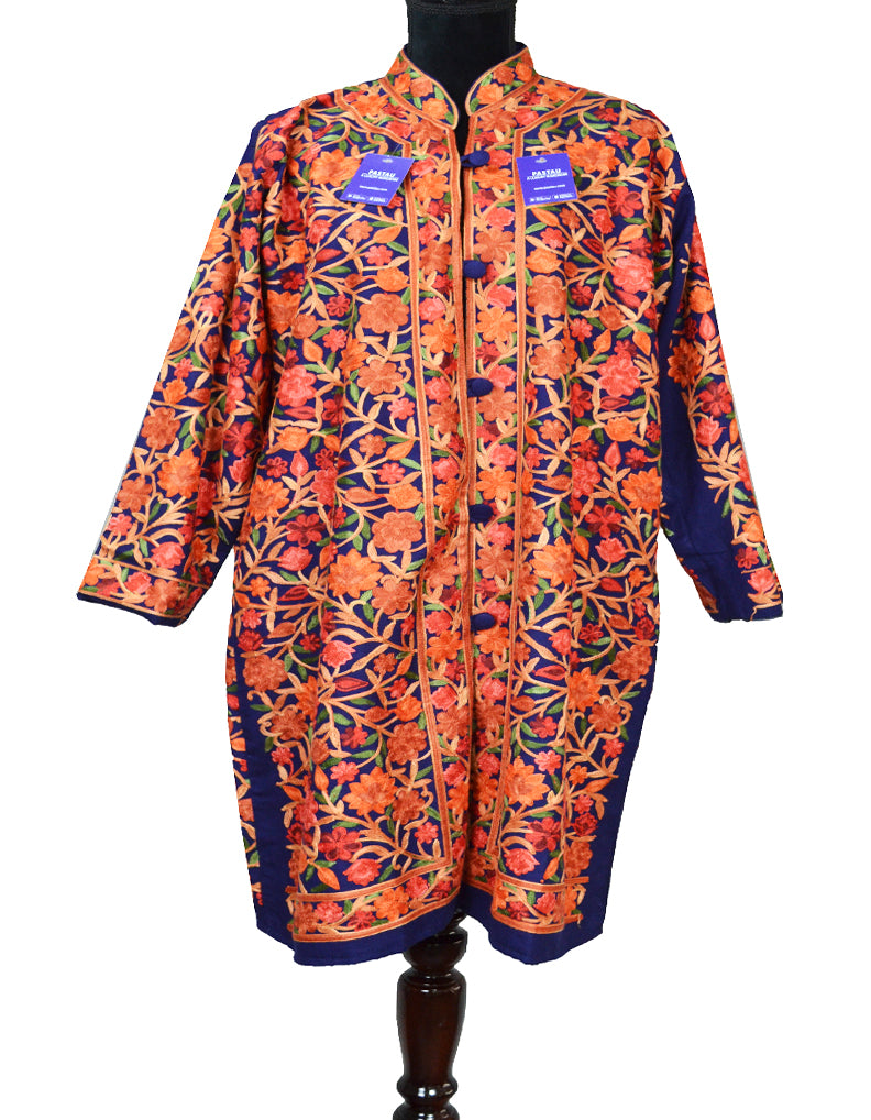 blue aari Work coat AC002