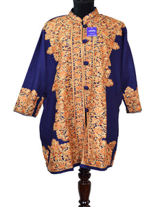 blue aari Work coat AC003