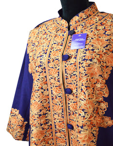 blue aari Work coat AC003