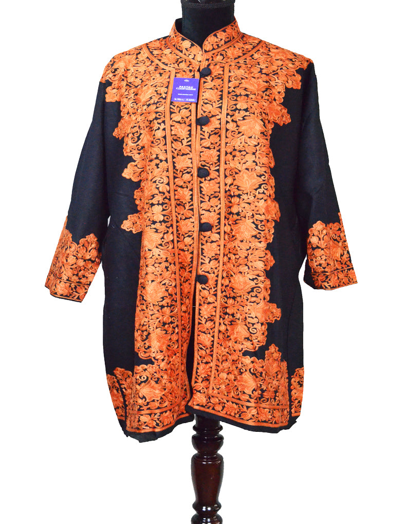 black aari Work coat AC004