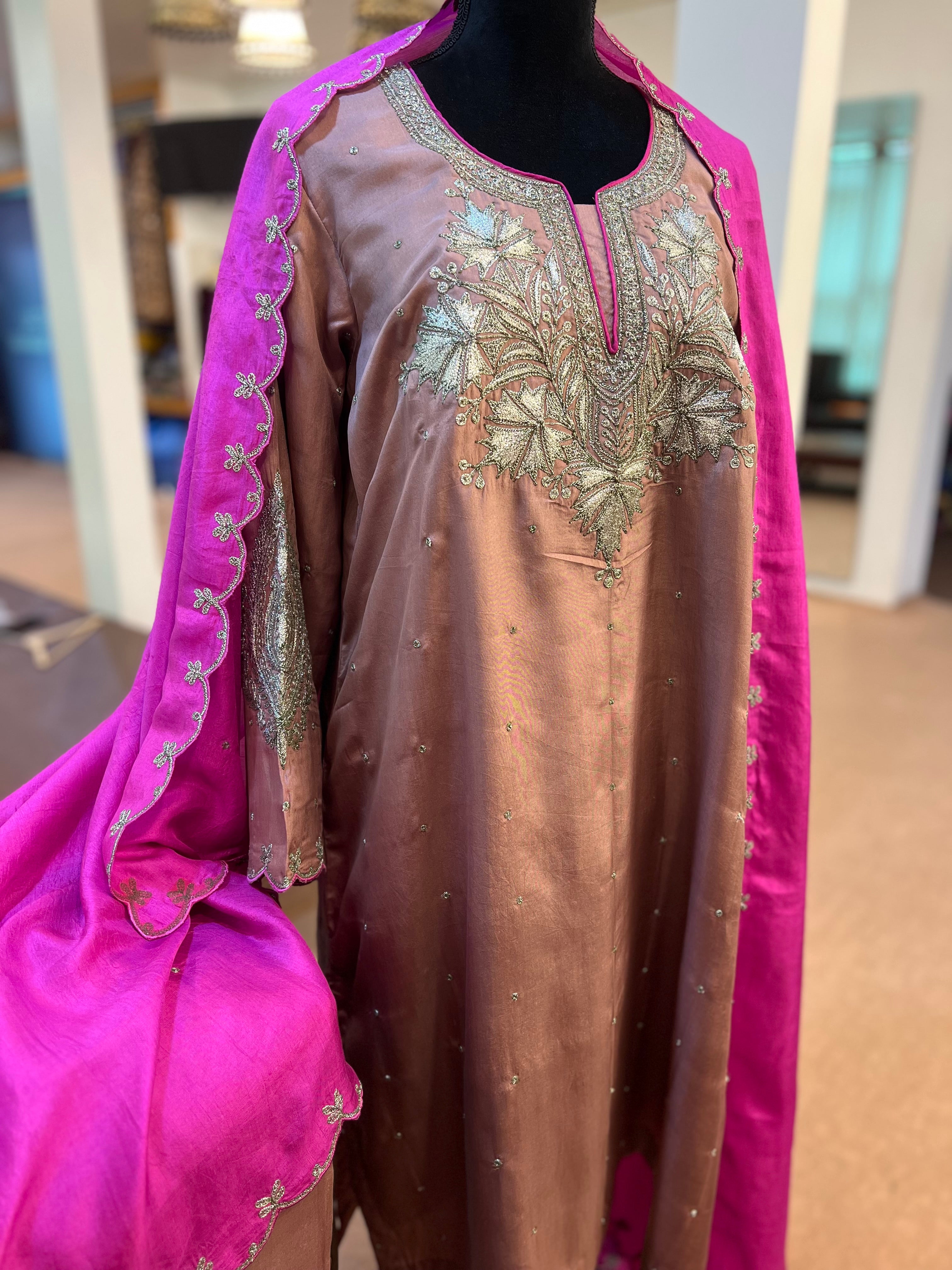 Pure silk kurta set 3pc stitched