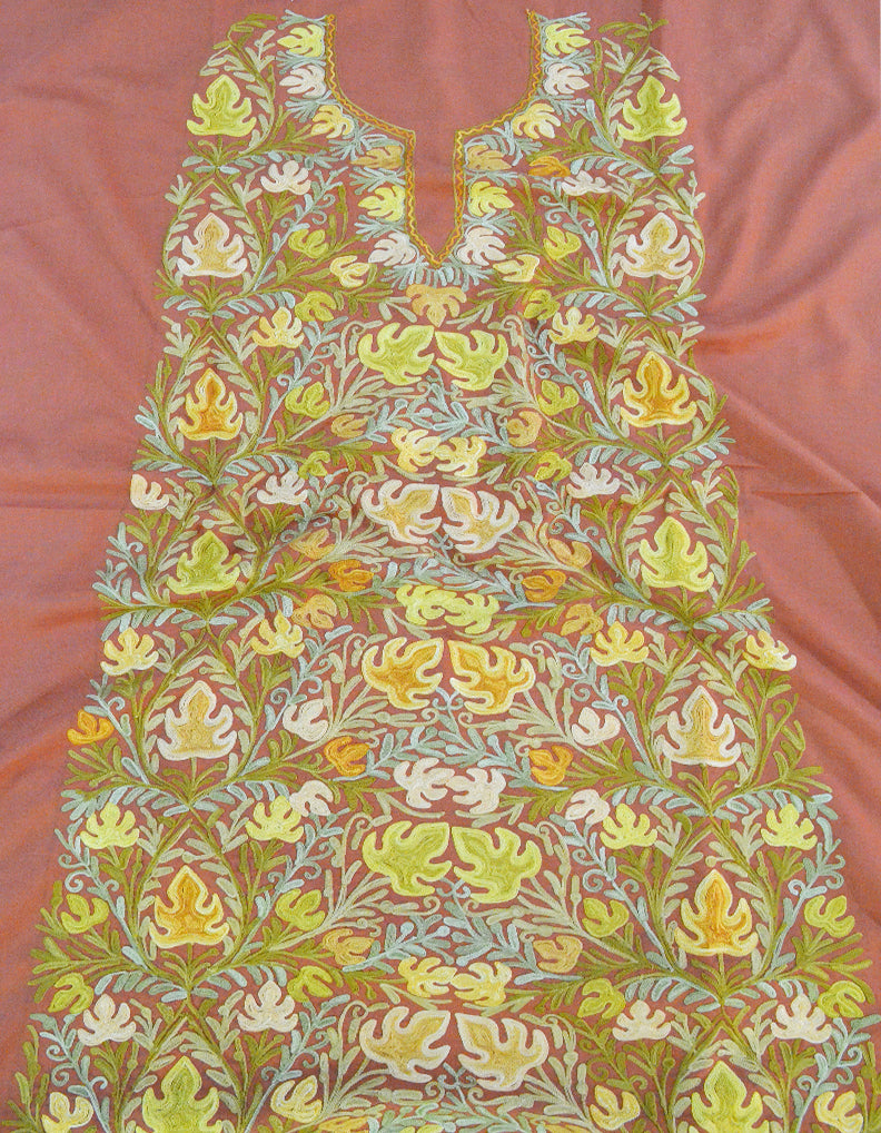 Unstitched salmon aari work fabric AU001 - Main Image