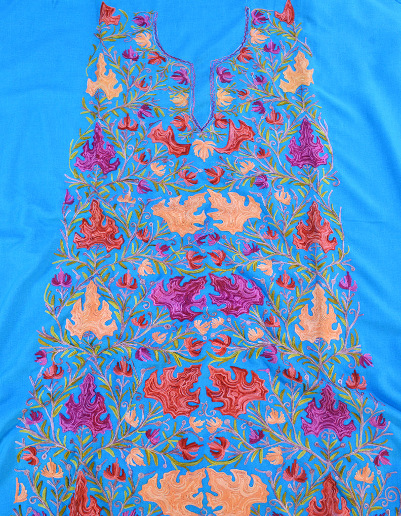 Unstitched sky blue aari work fabric AU002