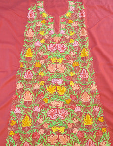 Unstitched  Pink aari work fabric AU004