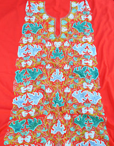 Unstitched  Red aari work fabric AU005