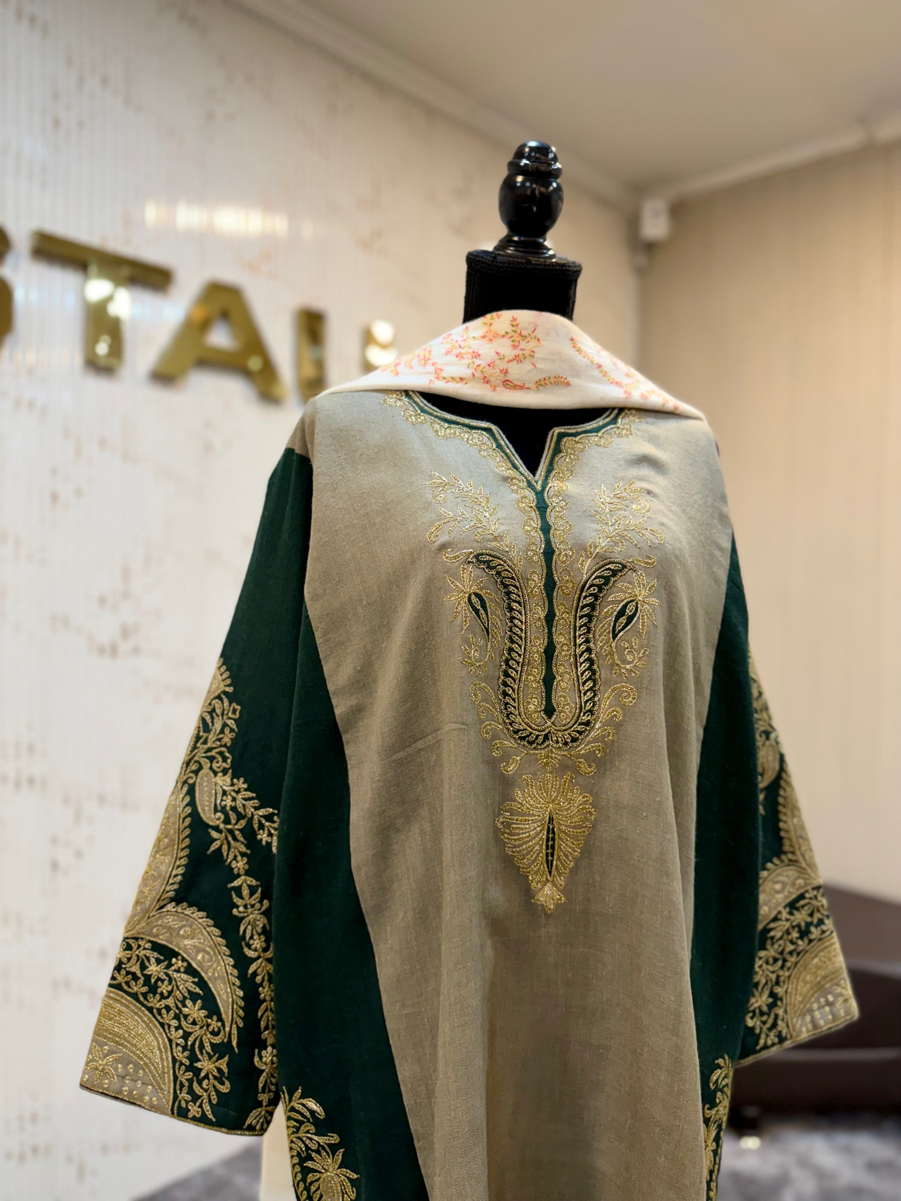 Purepashmina blend 2 pc pheran set pwb554