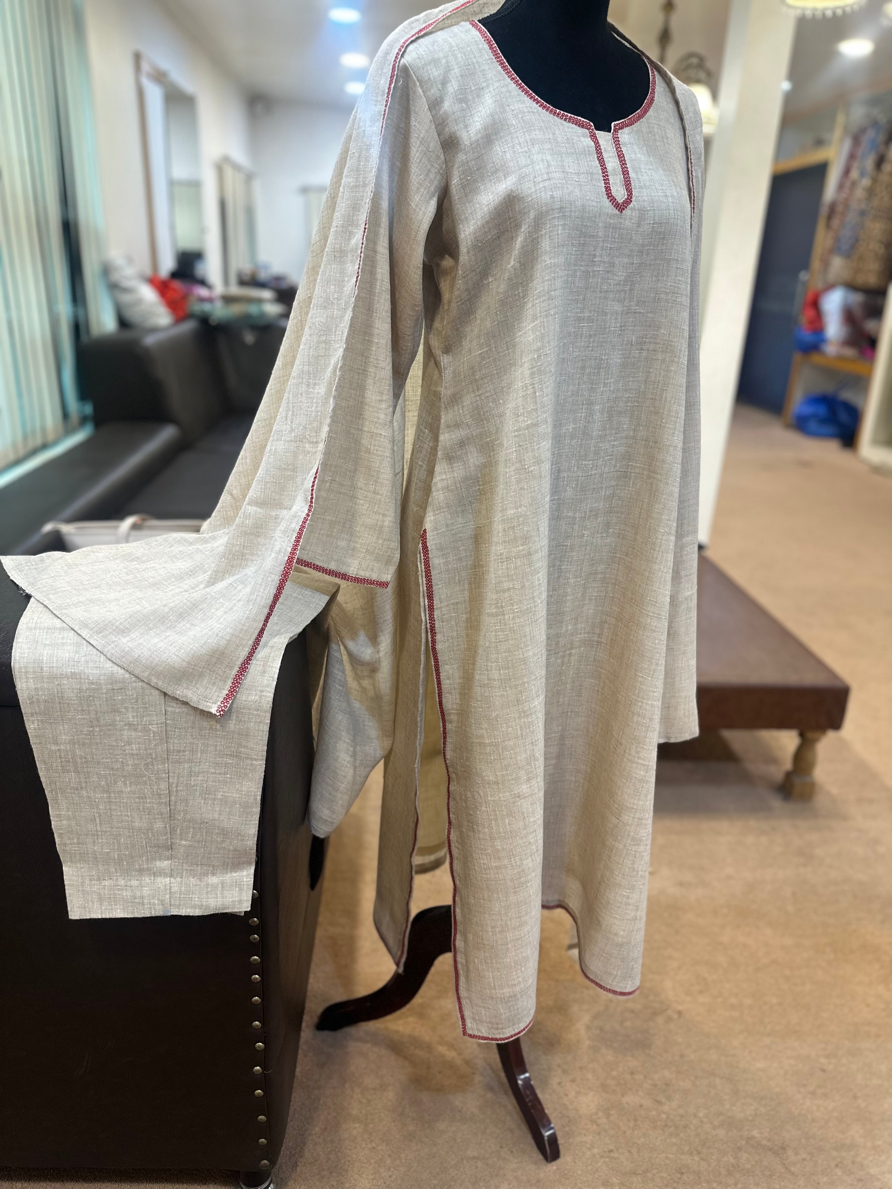 Purepashmina blend kurta set natural shade