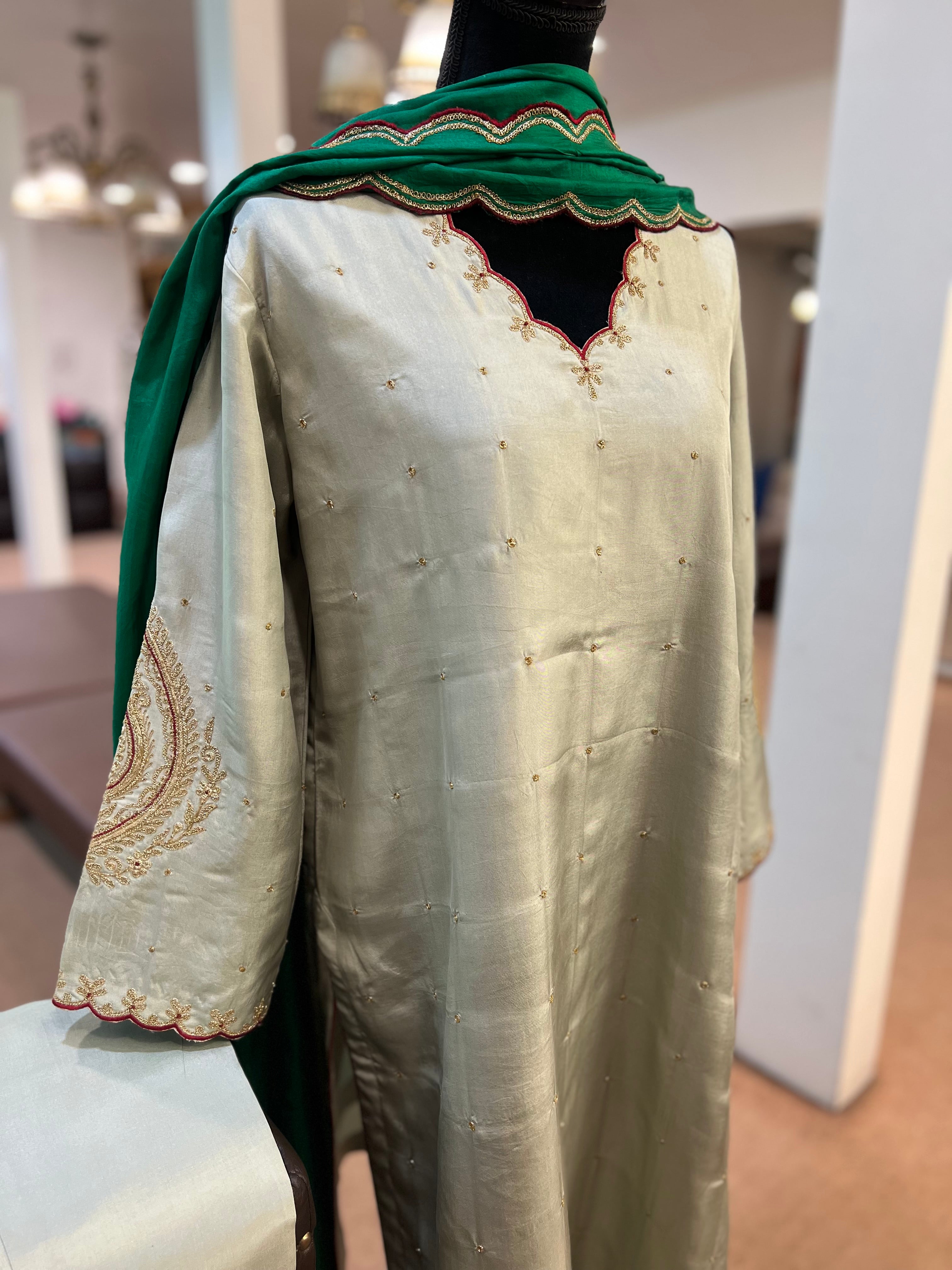 Pure silk 3pc kurta set stitched MTKS813