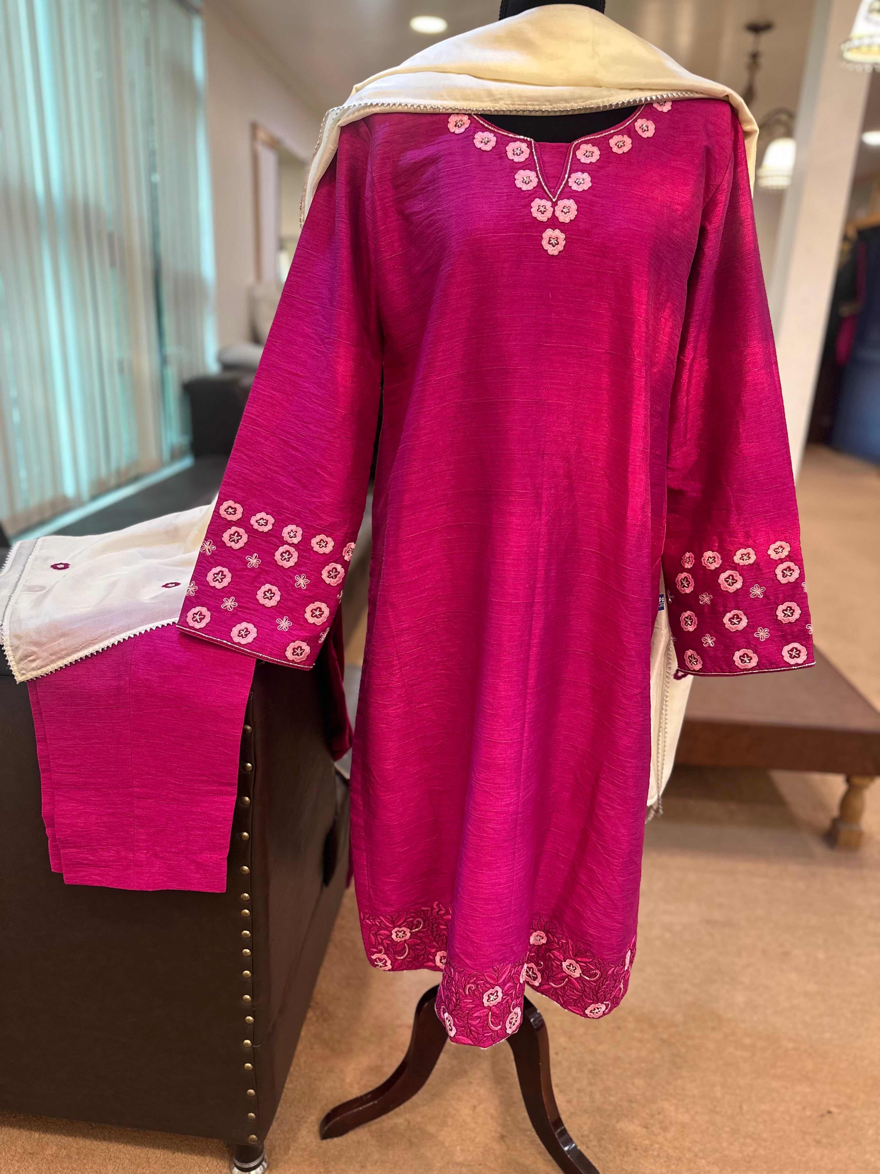 Handwork raw silk 3 pc