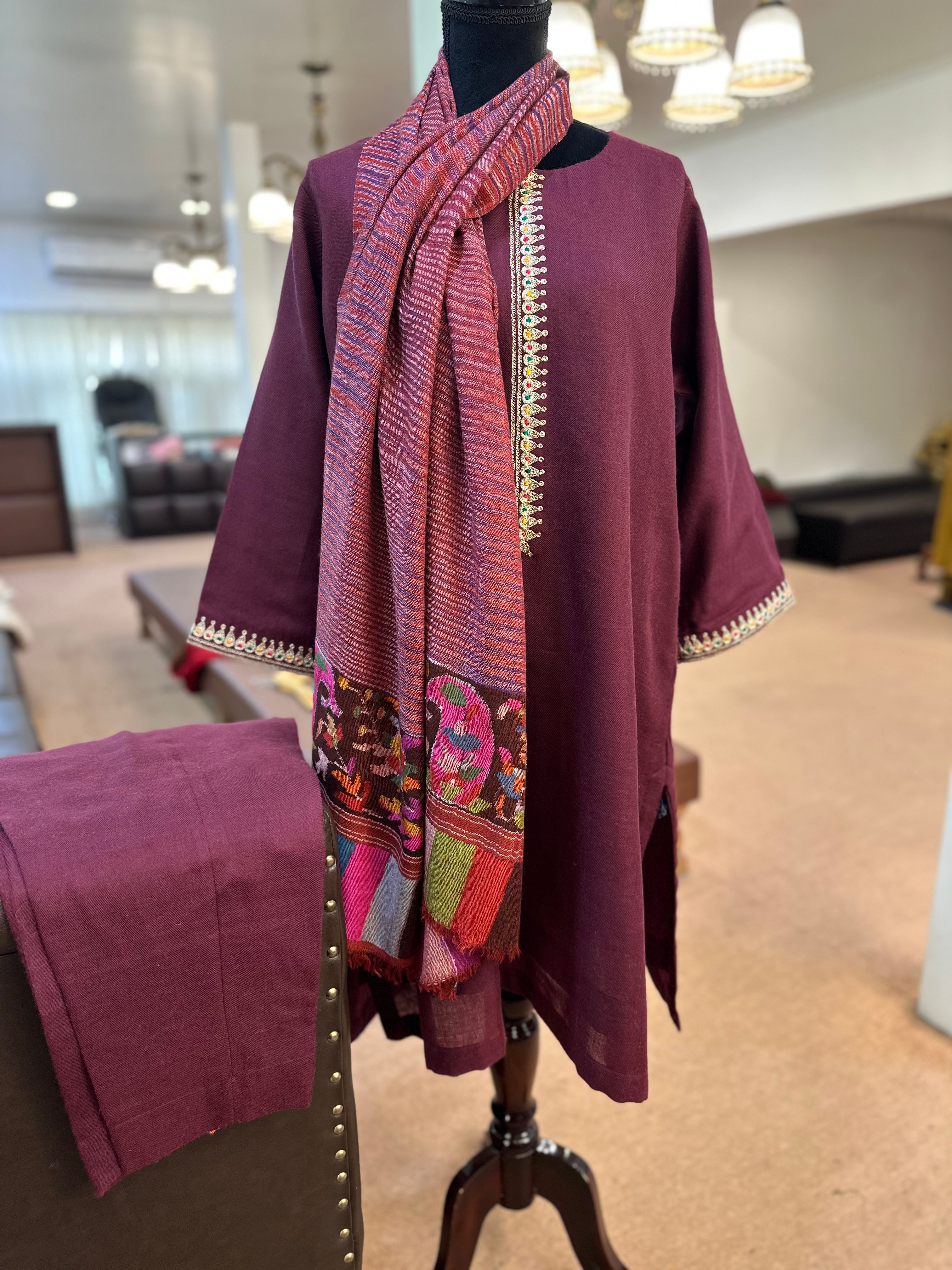 Pure pashmina blend kurta set 2pc