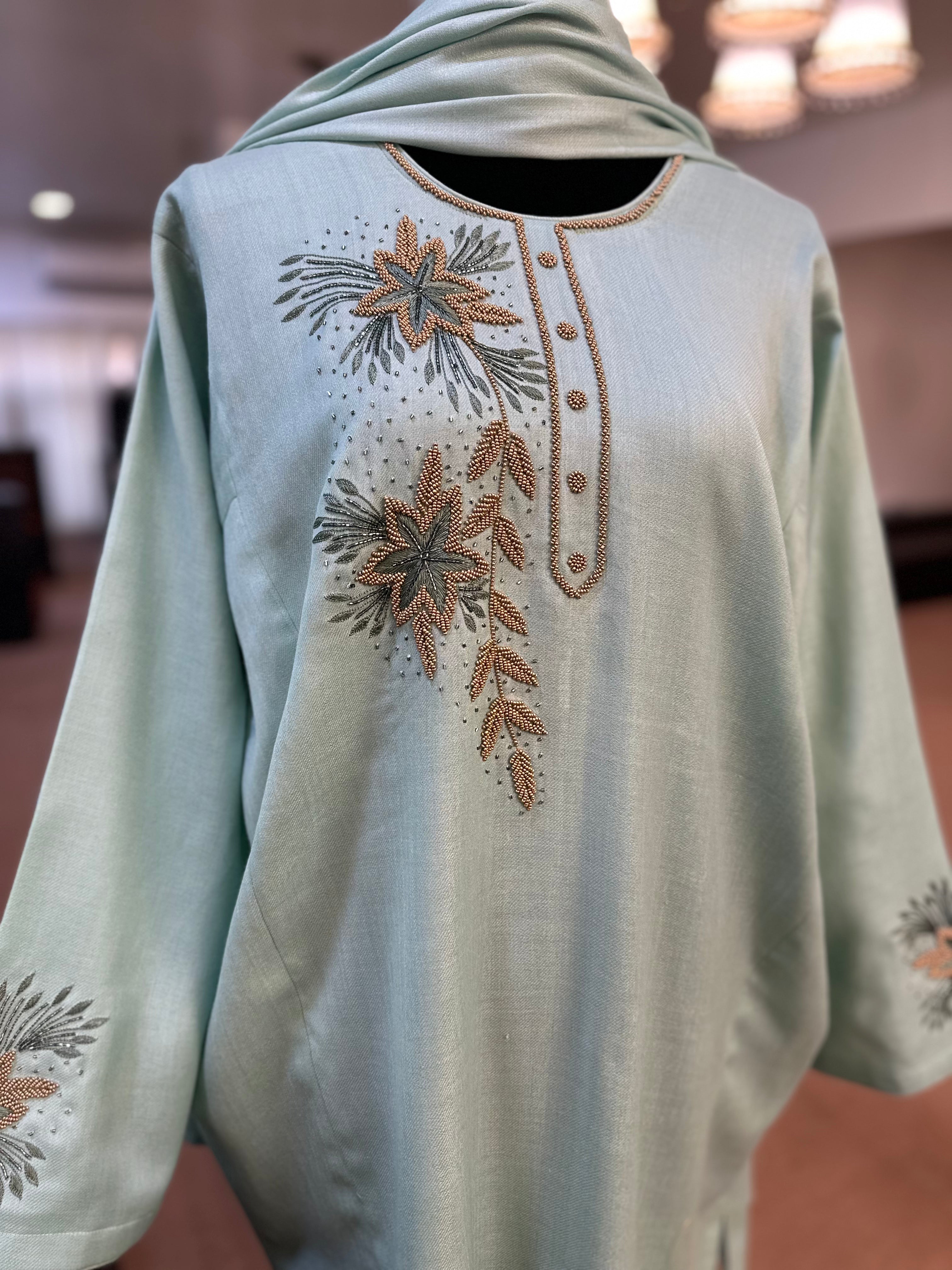 Sea green pheran set 3pc pbks744