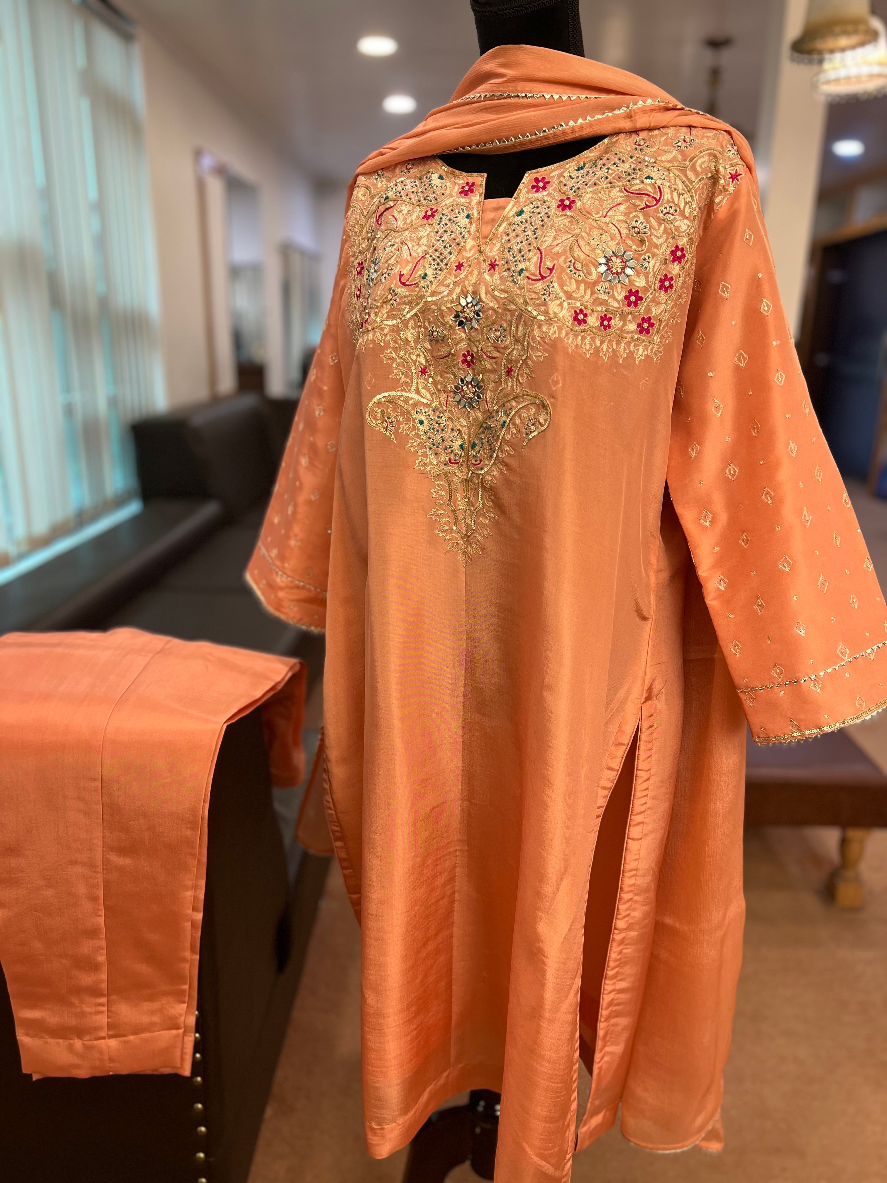 Hand embroidered dress 3pc stitched pbks801