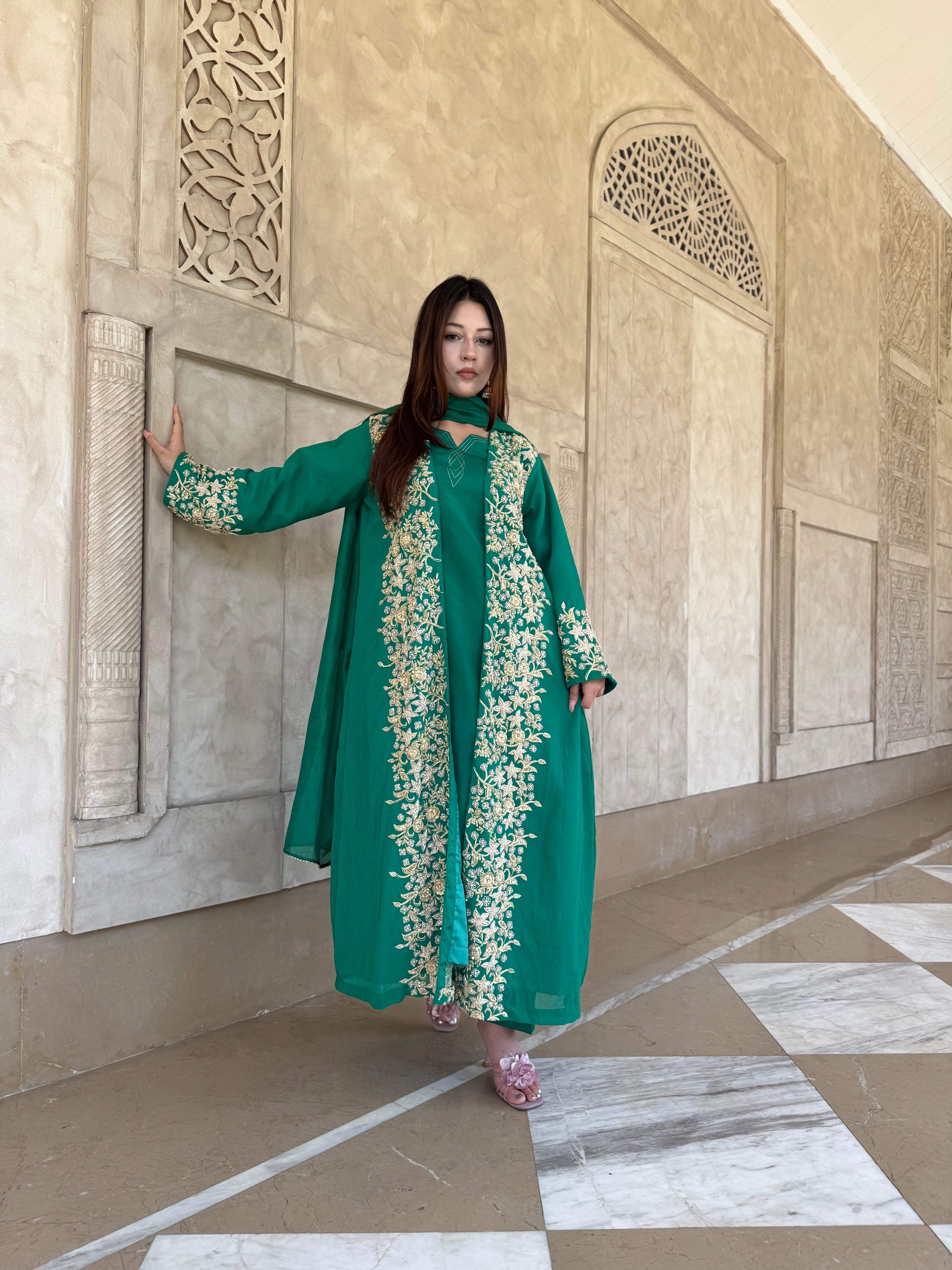 Puresilk dress with shrug pbks138