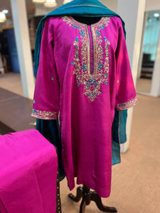 Pure silk 3pc dress hand embroidered