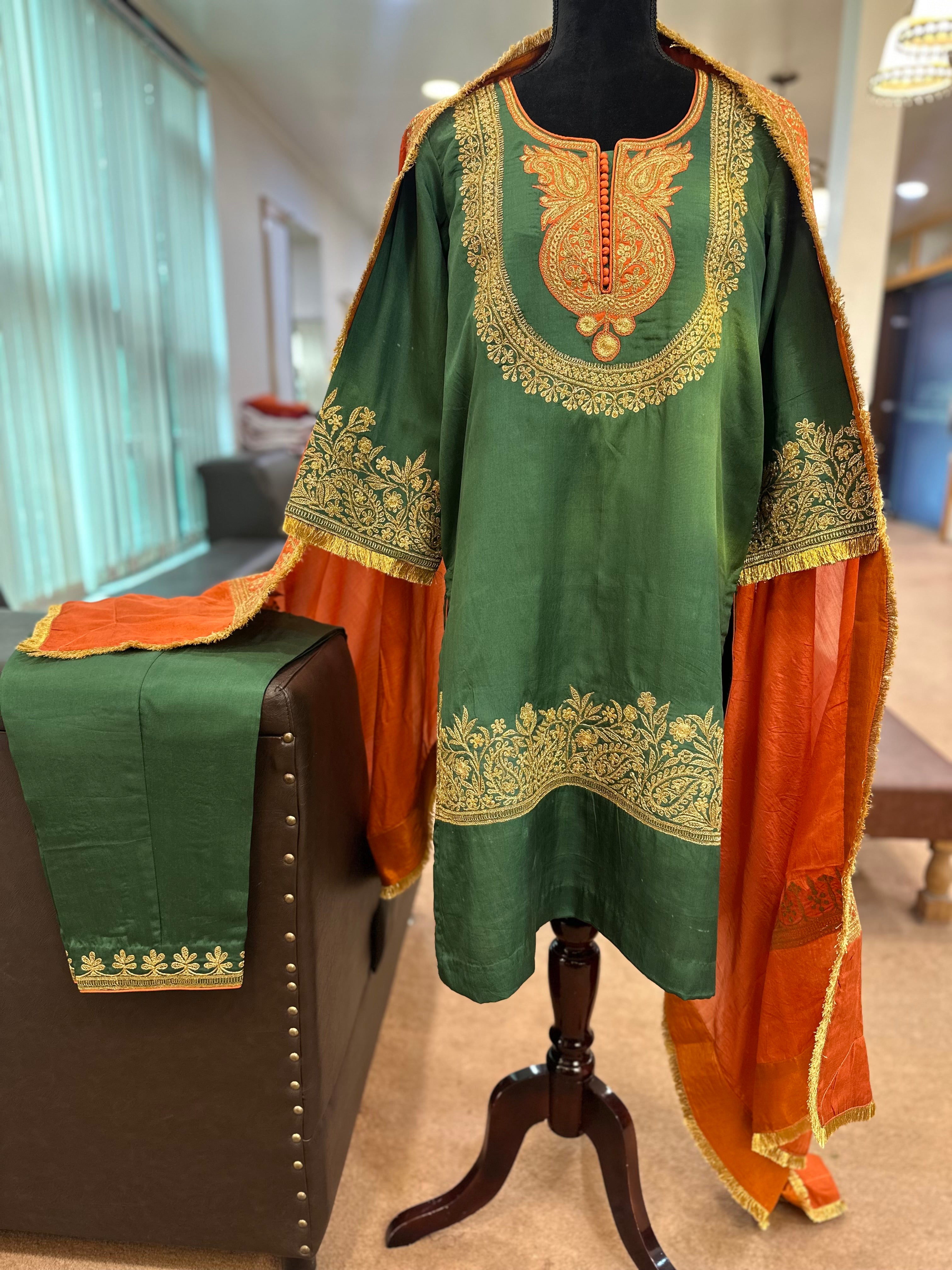 Puresilk 3 piece tillwork kurta set