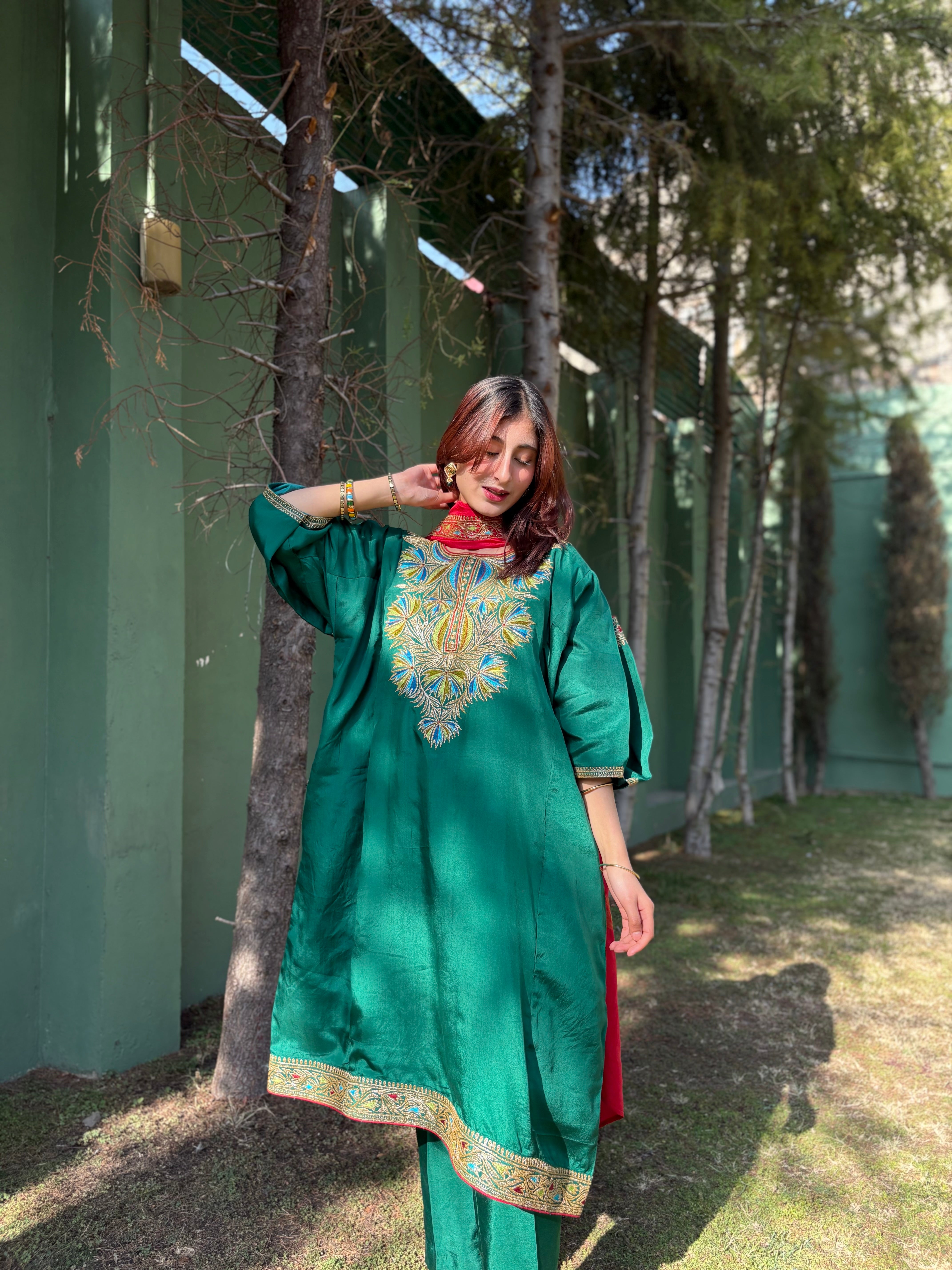 Puresilk qorab pheran set mtks851