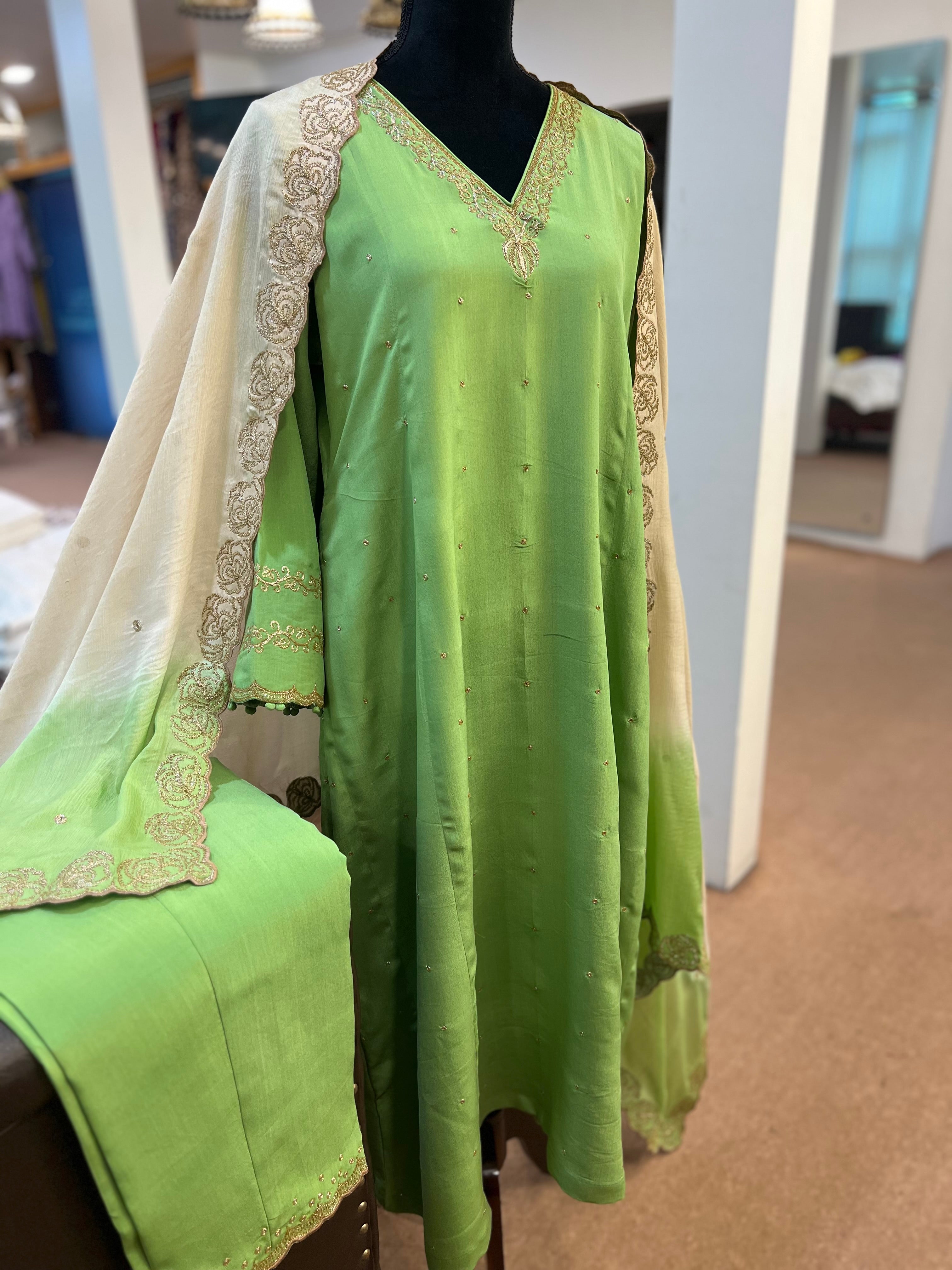 Pure crepe A line kali kurta set 3pc Mtks826