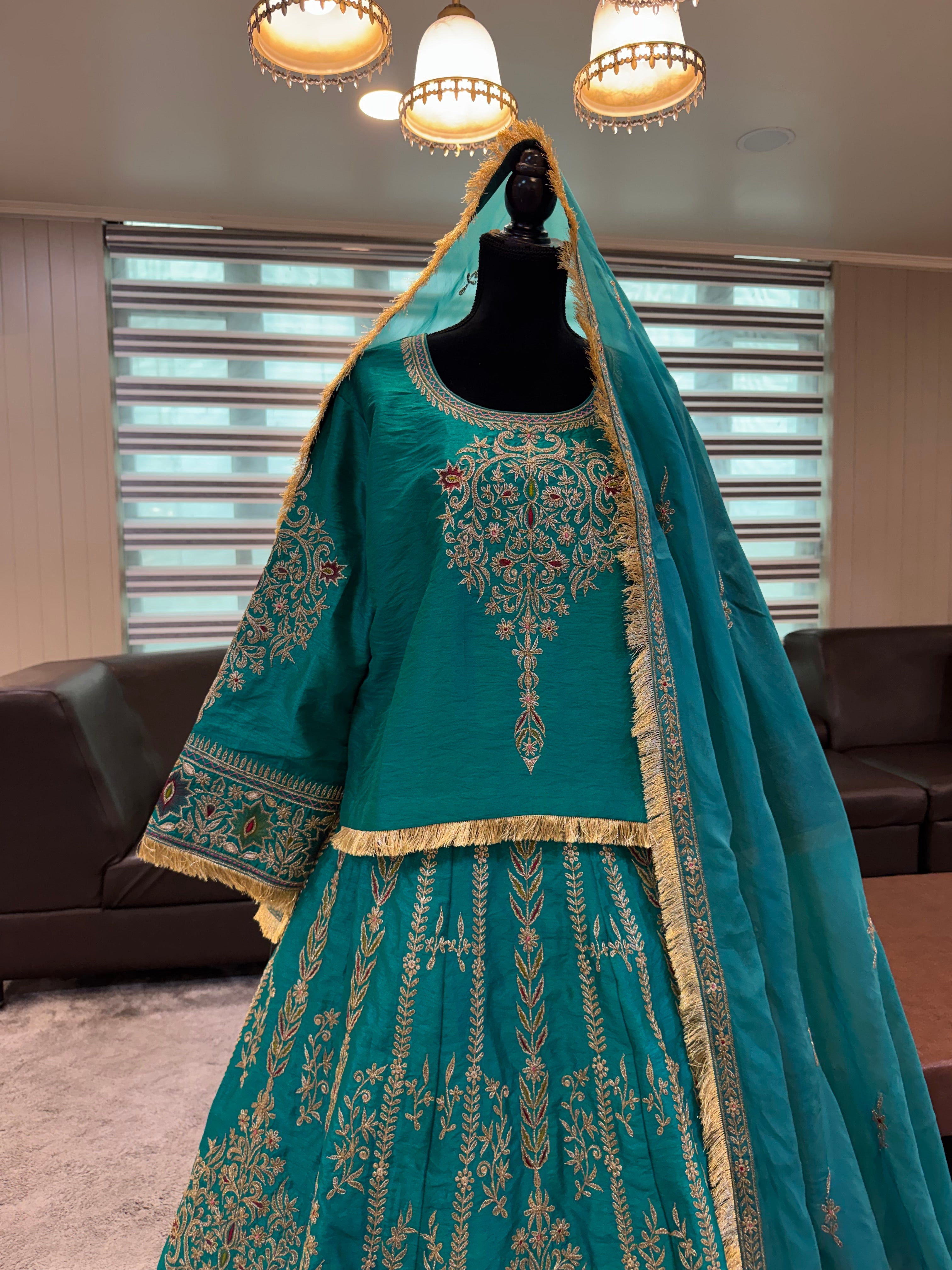 Kashmiri tilla work lehanga