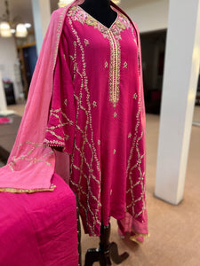 Pure crepe hand embroidered dress