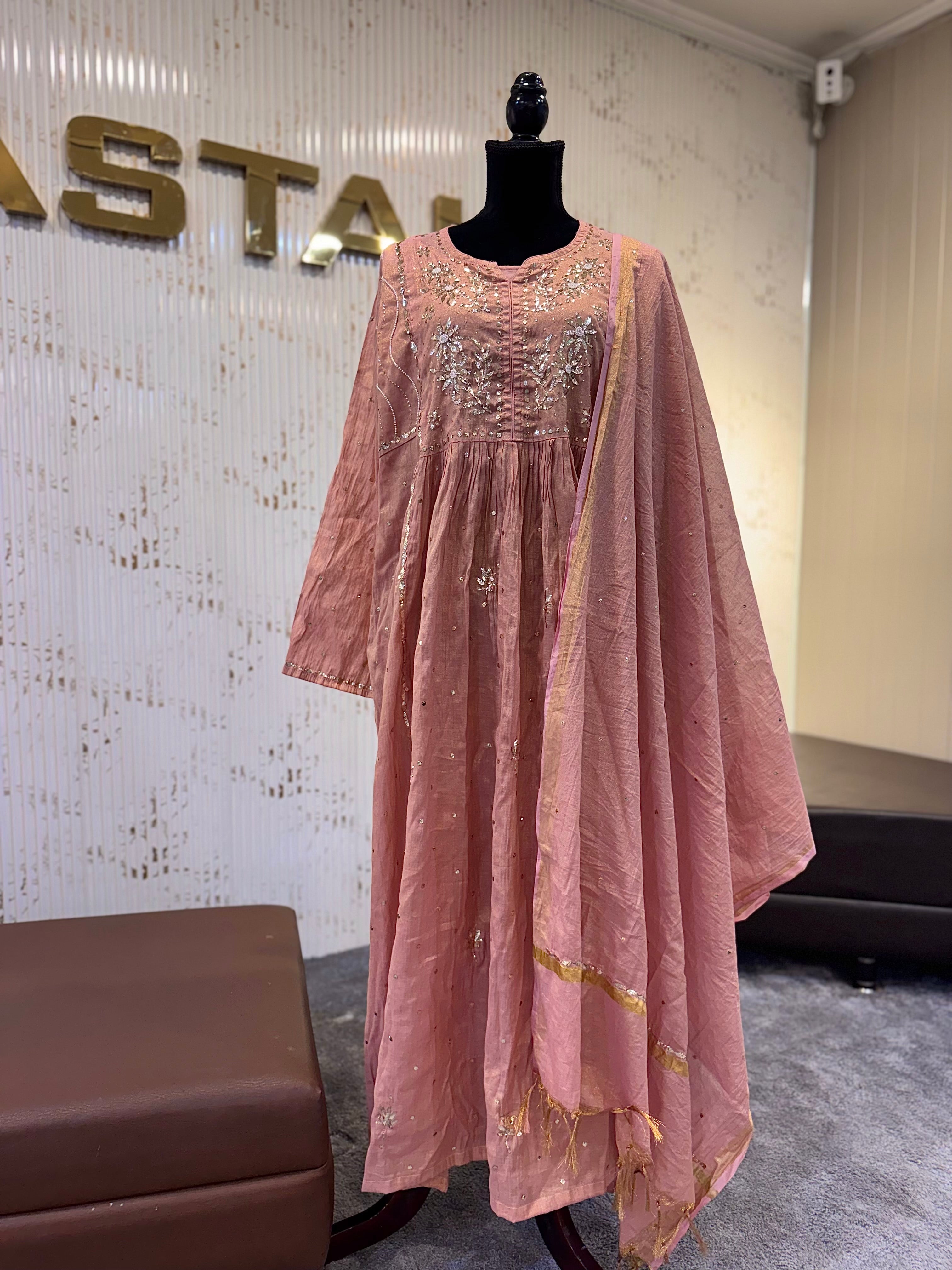 Pure mul chanderi gown pbks160
