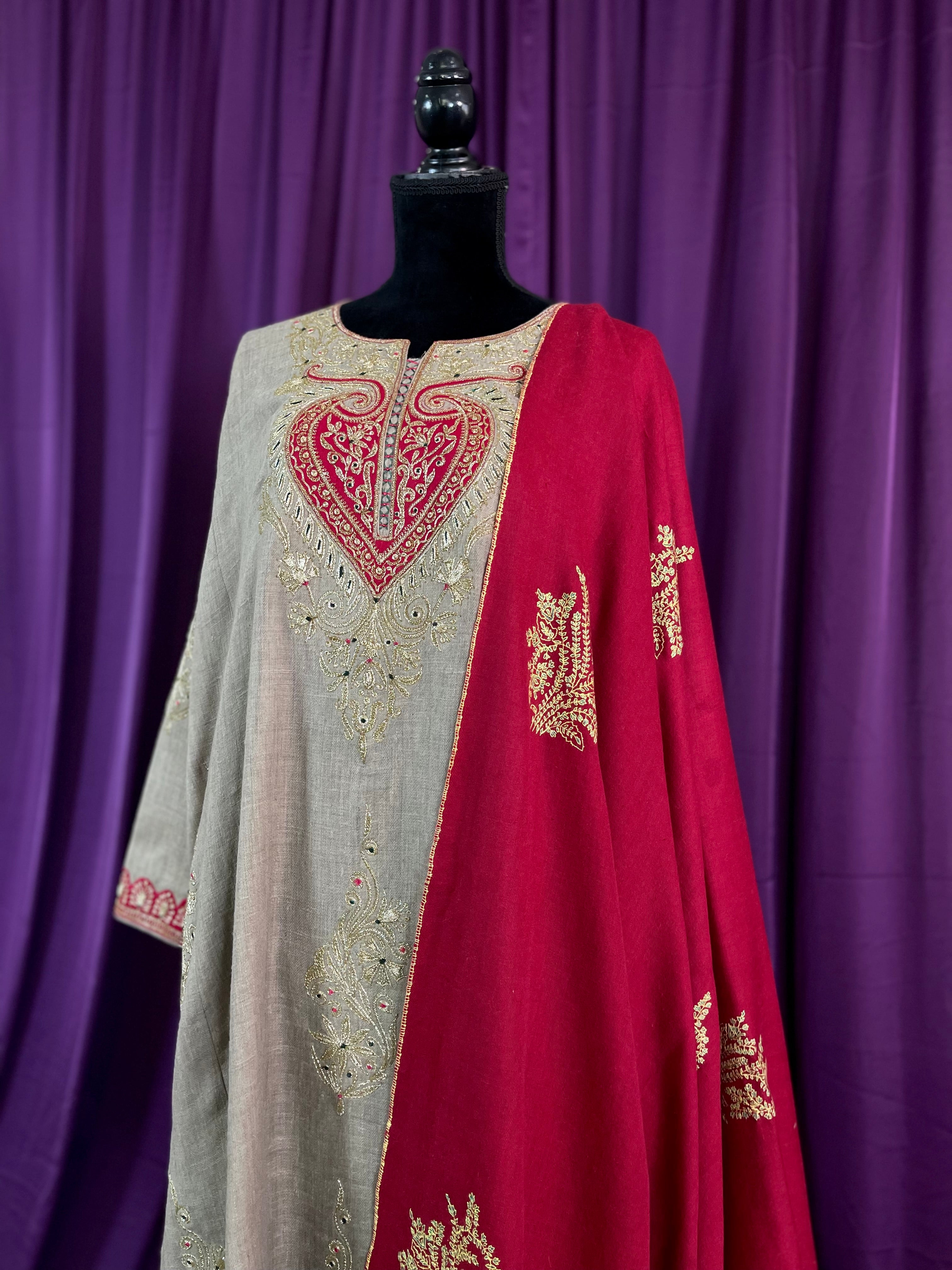 Purepashmina blend pheran set pwb495