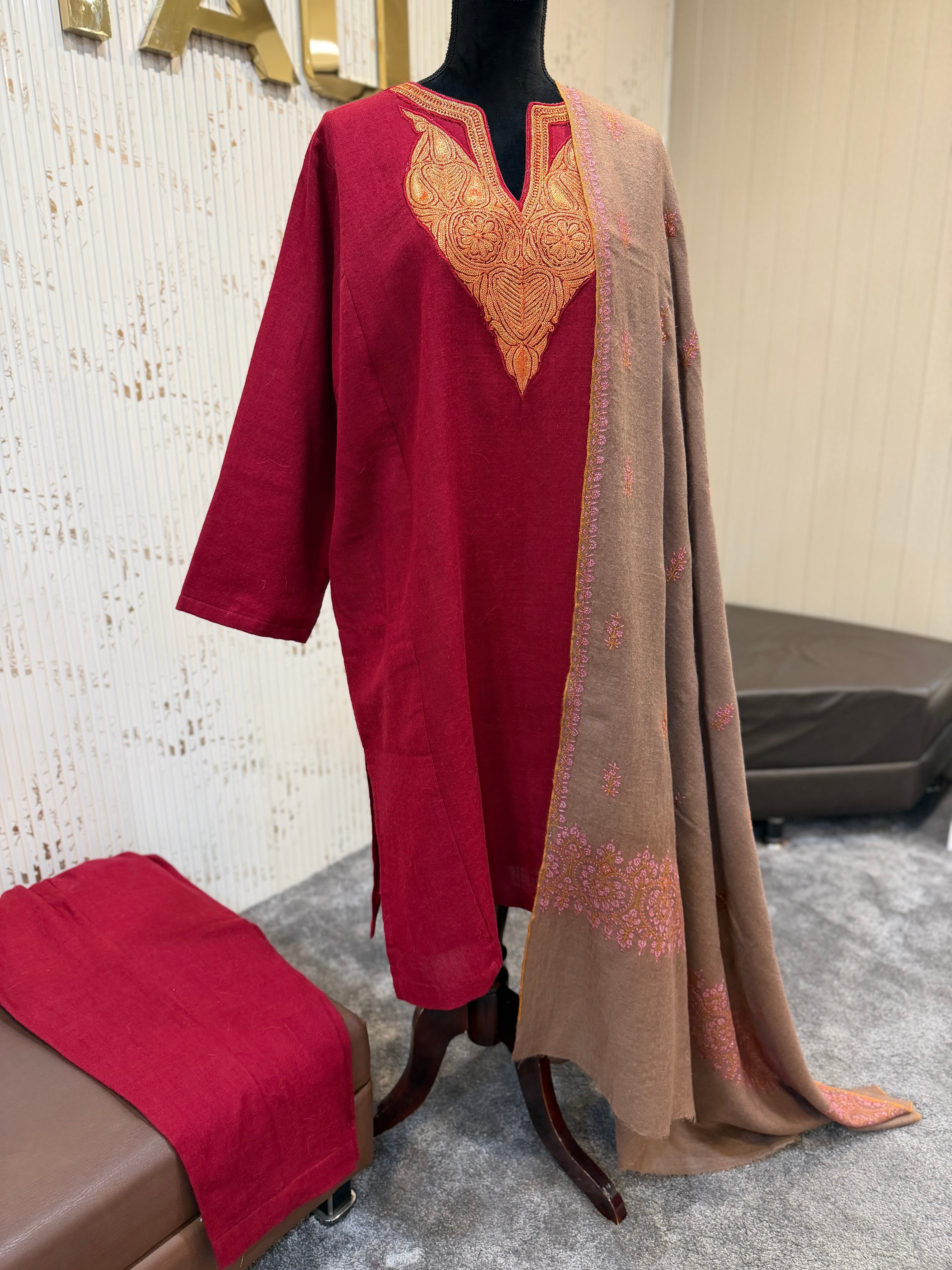 Purepashmina blend pherann set pwb 548