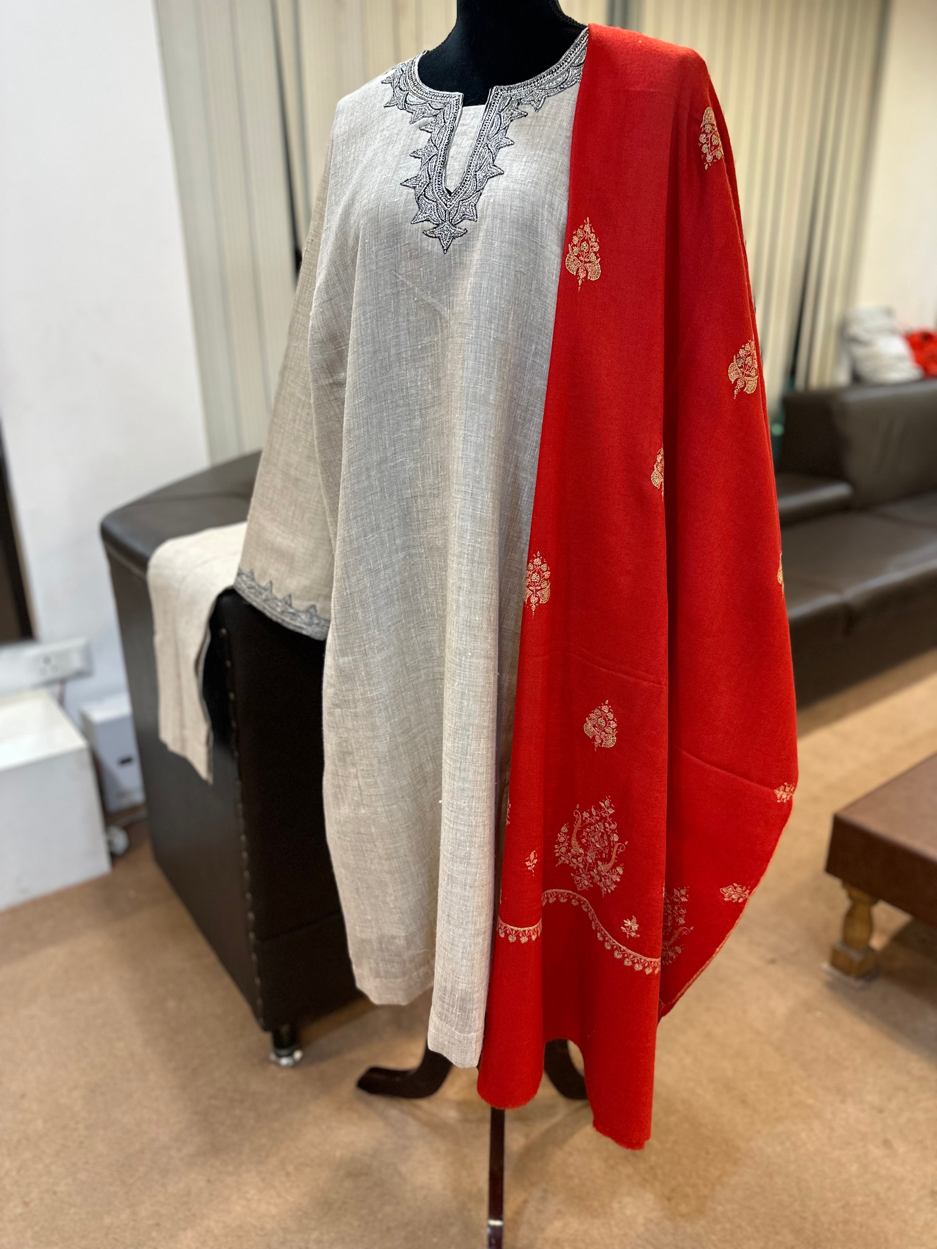 Purepashmina blend 2 pc pheran set pwb473