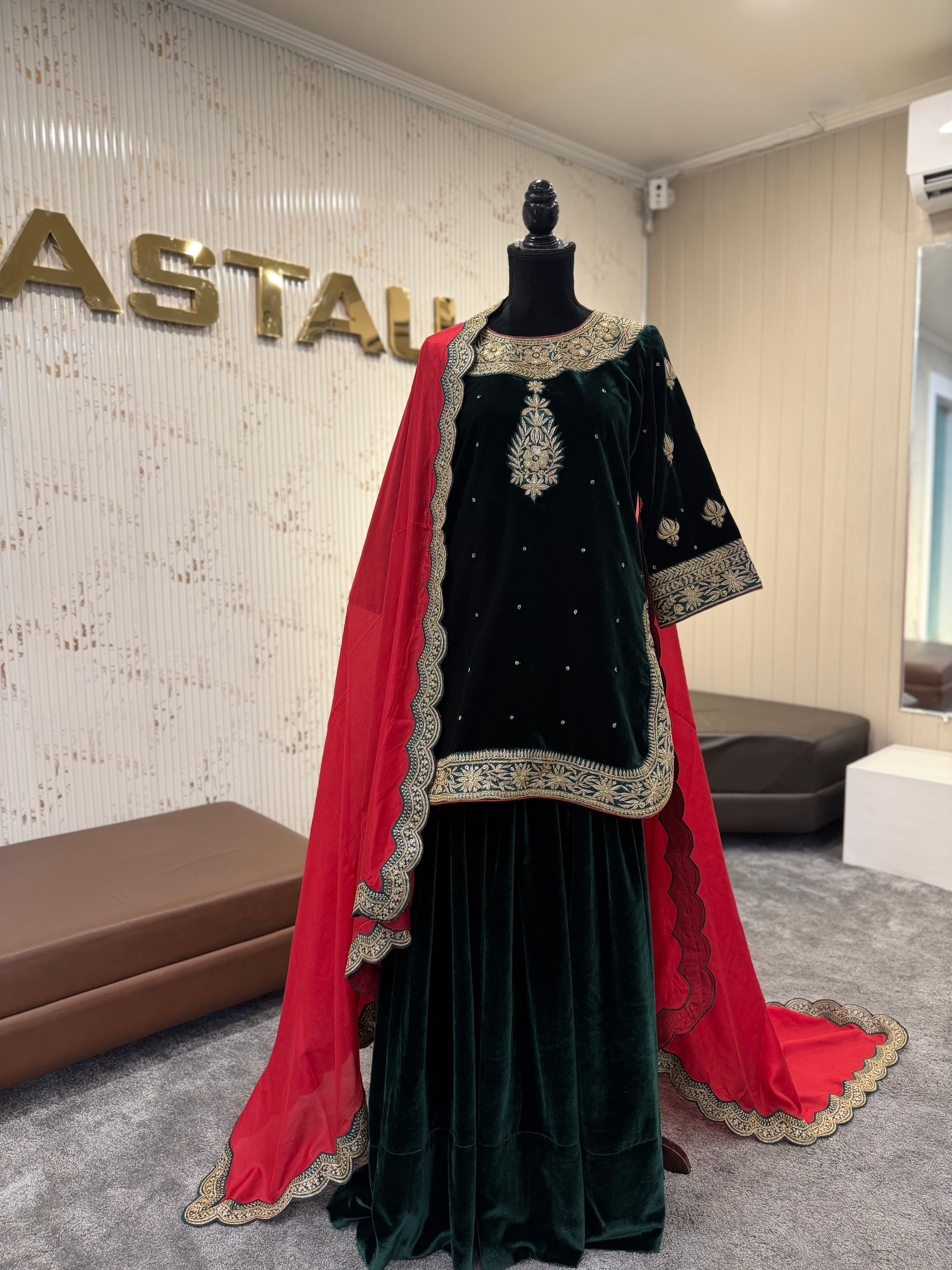 Velvet dress sharara dress