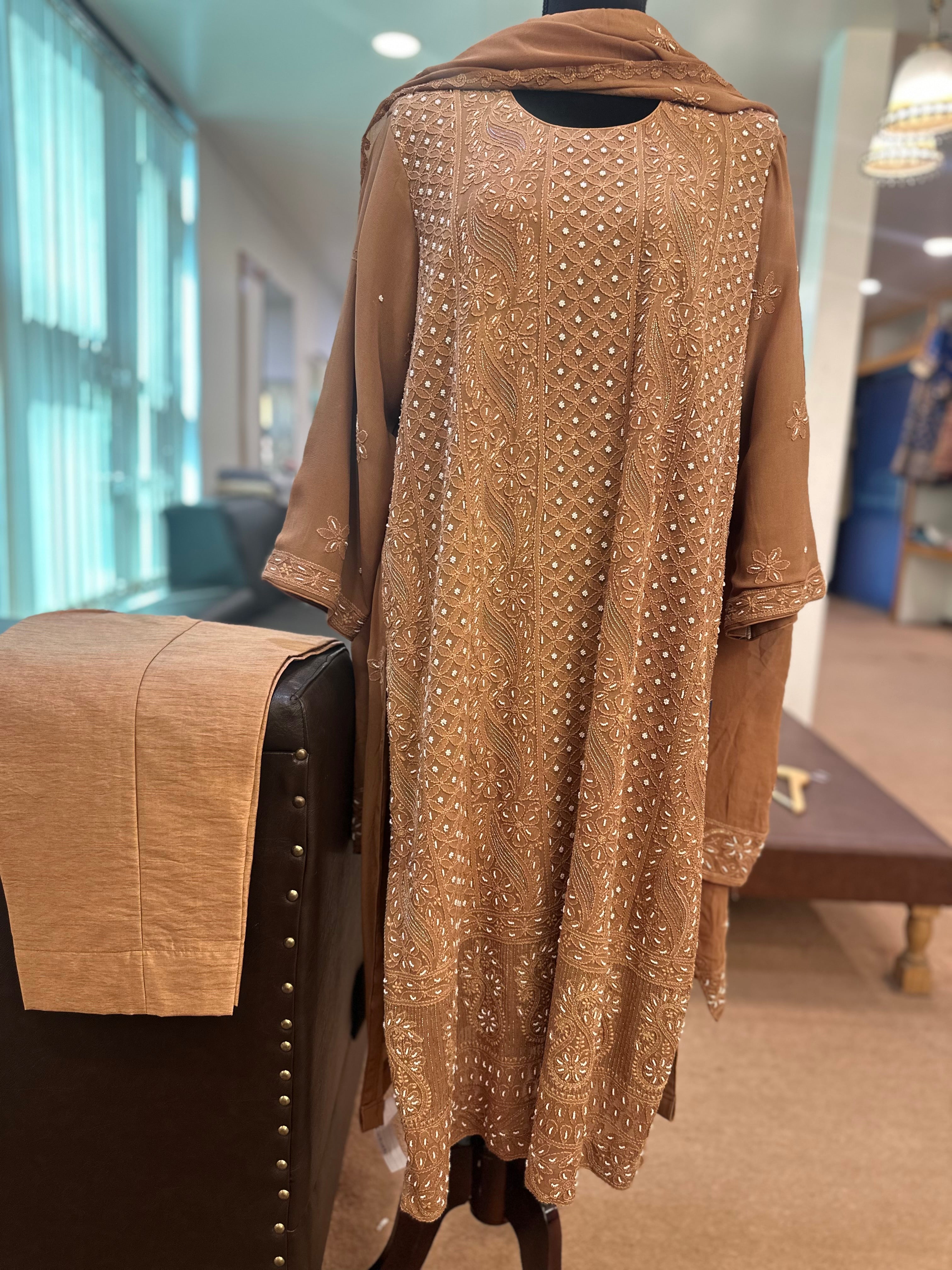 Chickenwork kurta set 3 piece pbks857