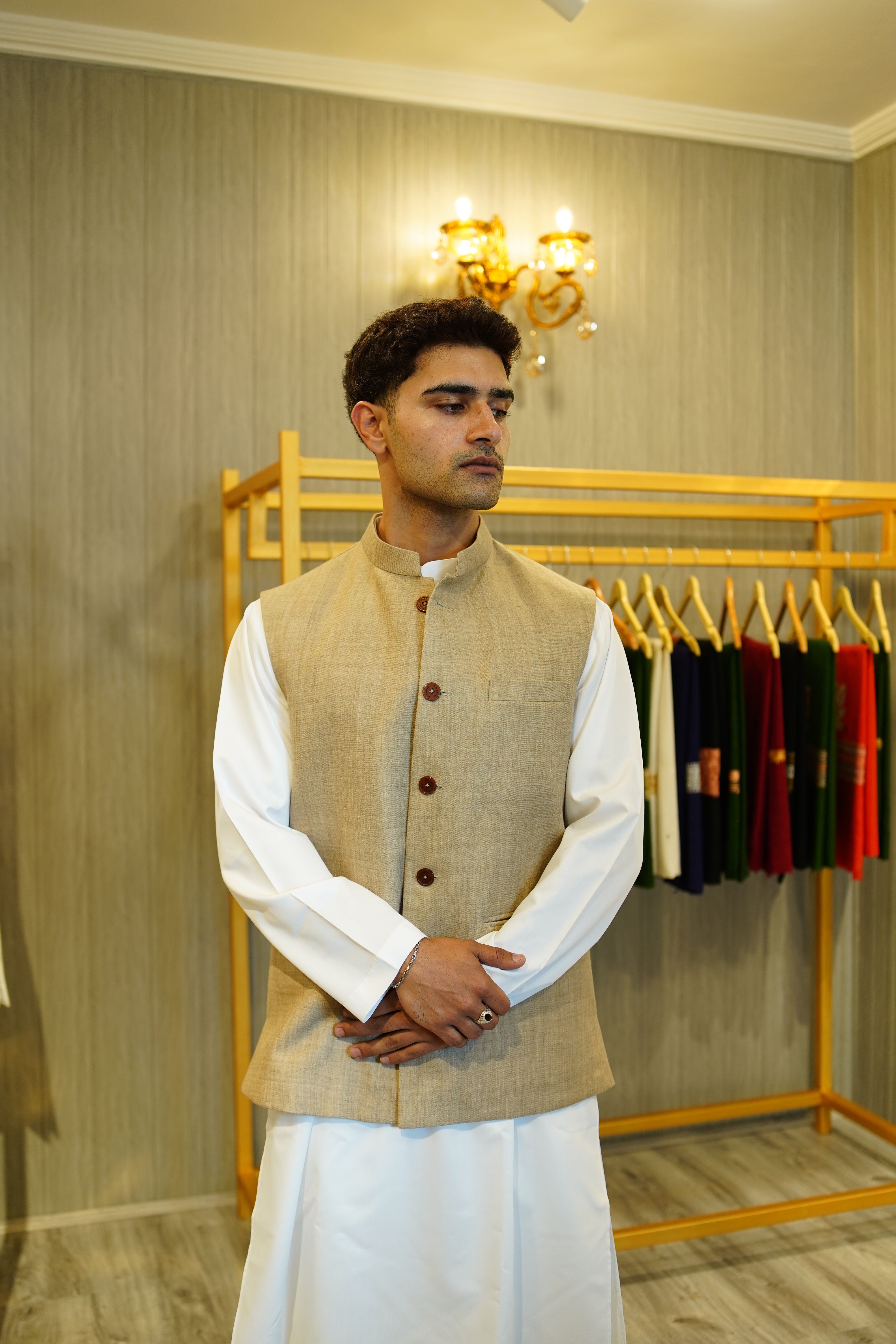 Natural Pashmina Blend Nehru Jacket