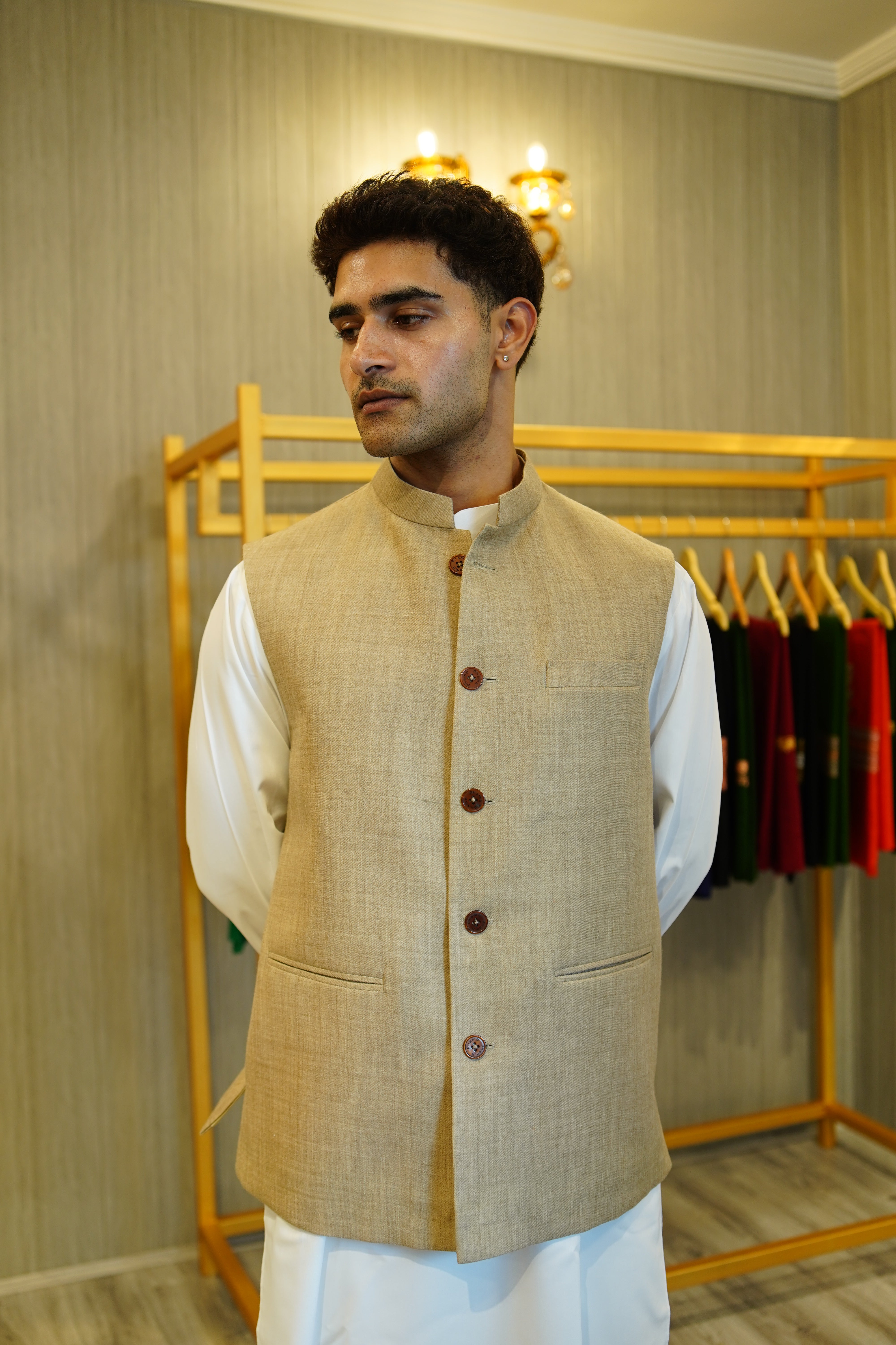 Natural Pashmina Blend Nehru Jacket