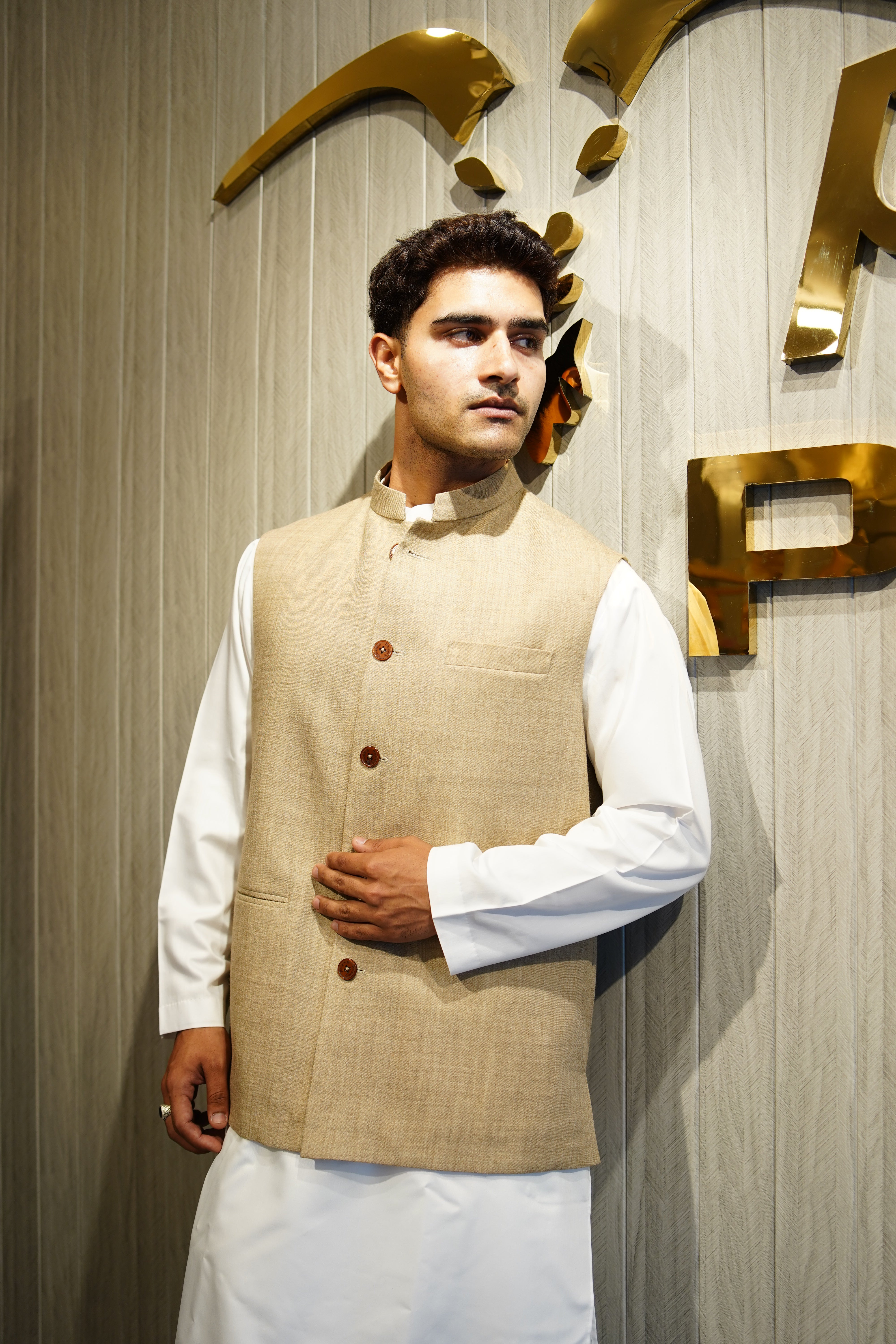 Natural Pashmina Blend Nehru Jacket