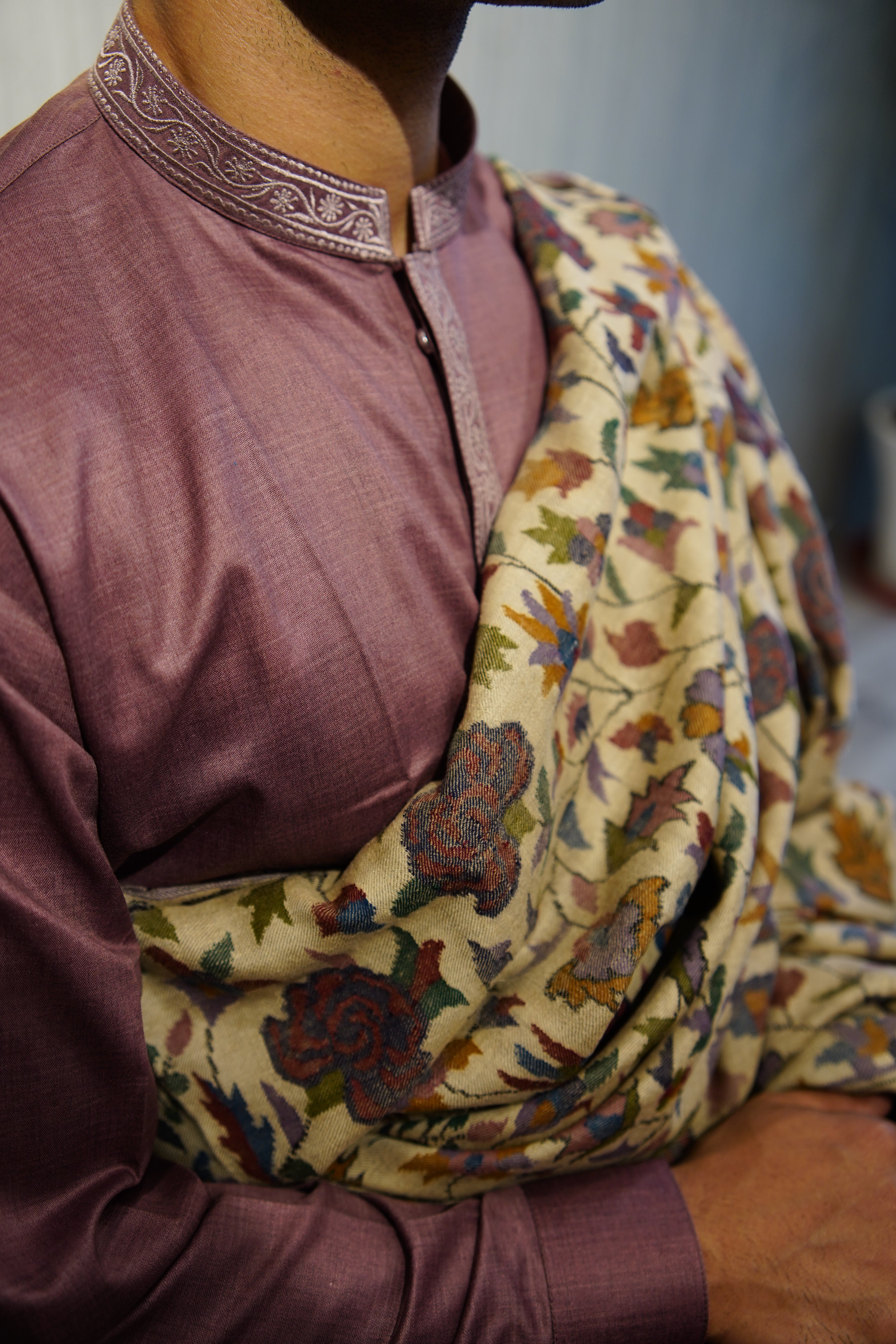 Dusty Rose Artisanal Kurta Pajama