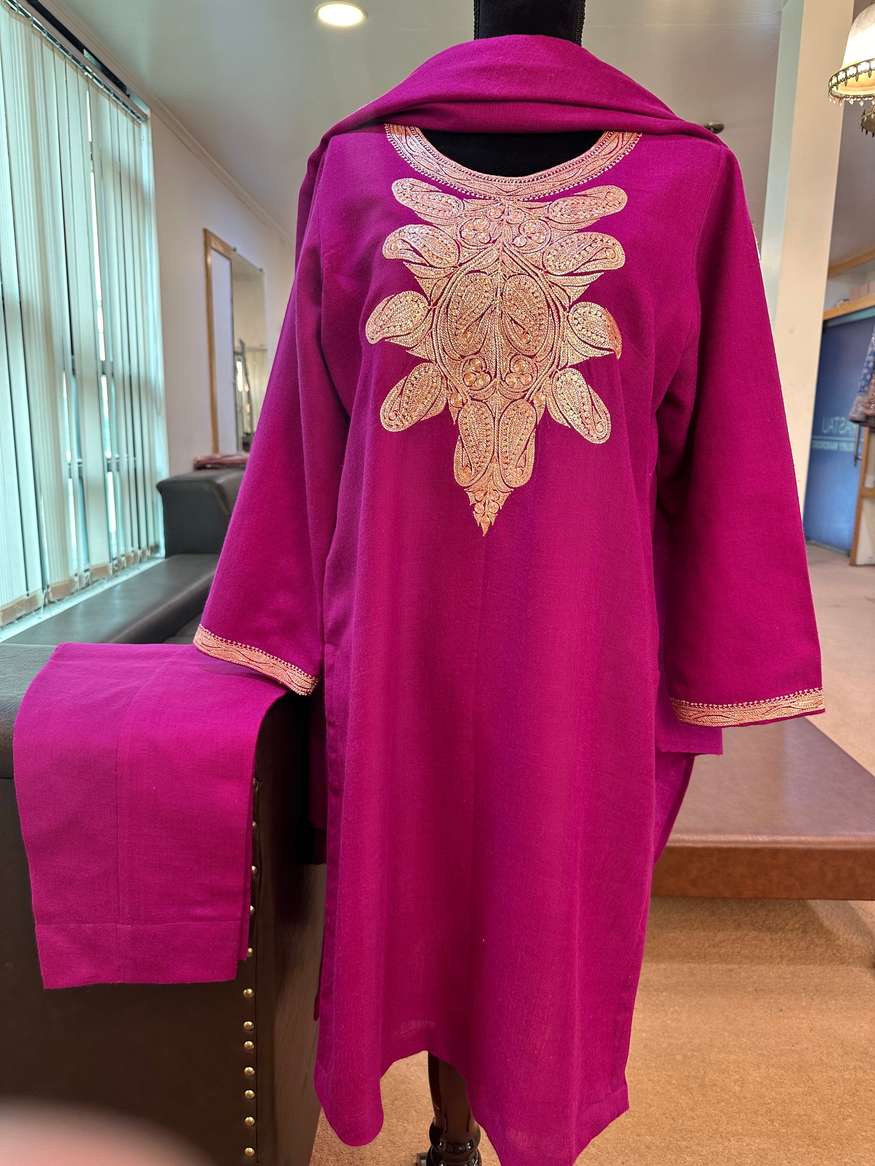 Purepashmina blend kurta set 3 pc