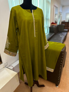 Pure pashmina blend hand sozni kurta set 2pc pwb278