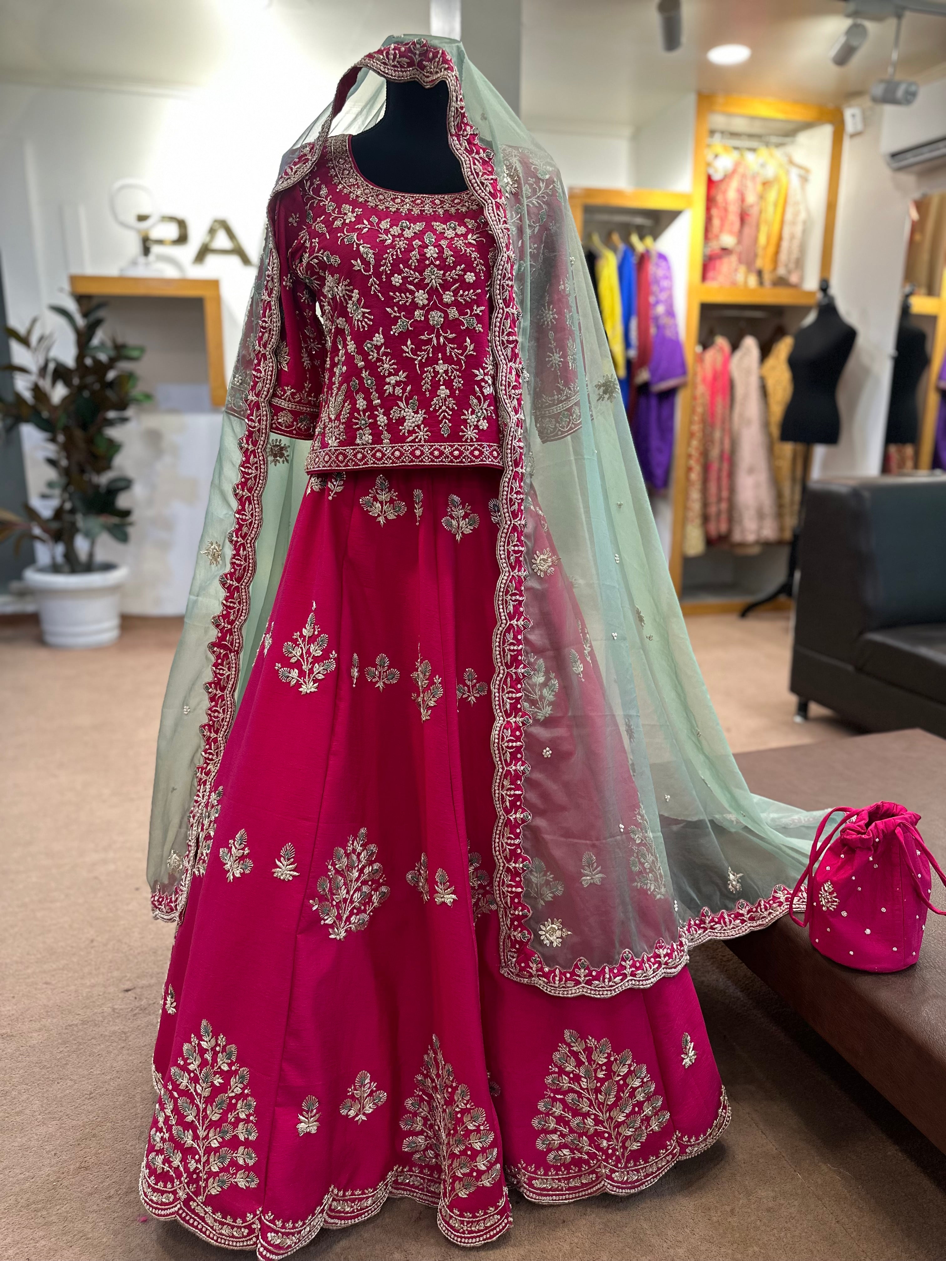 Raw silk lehanga pink