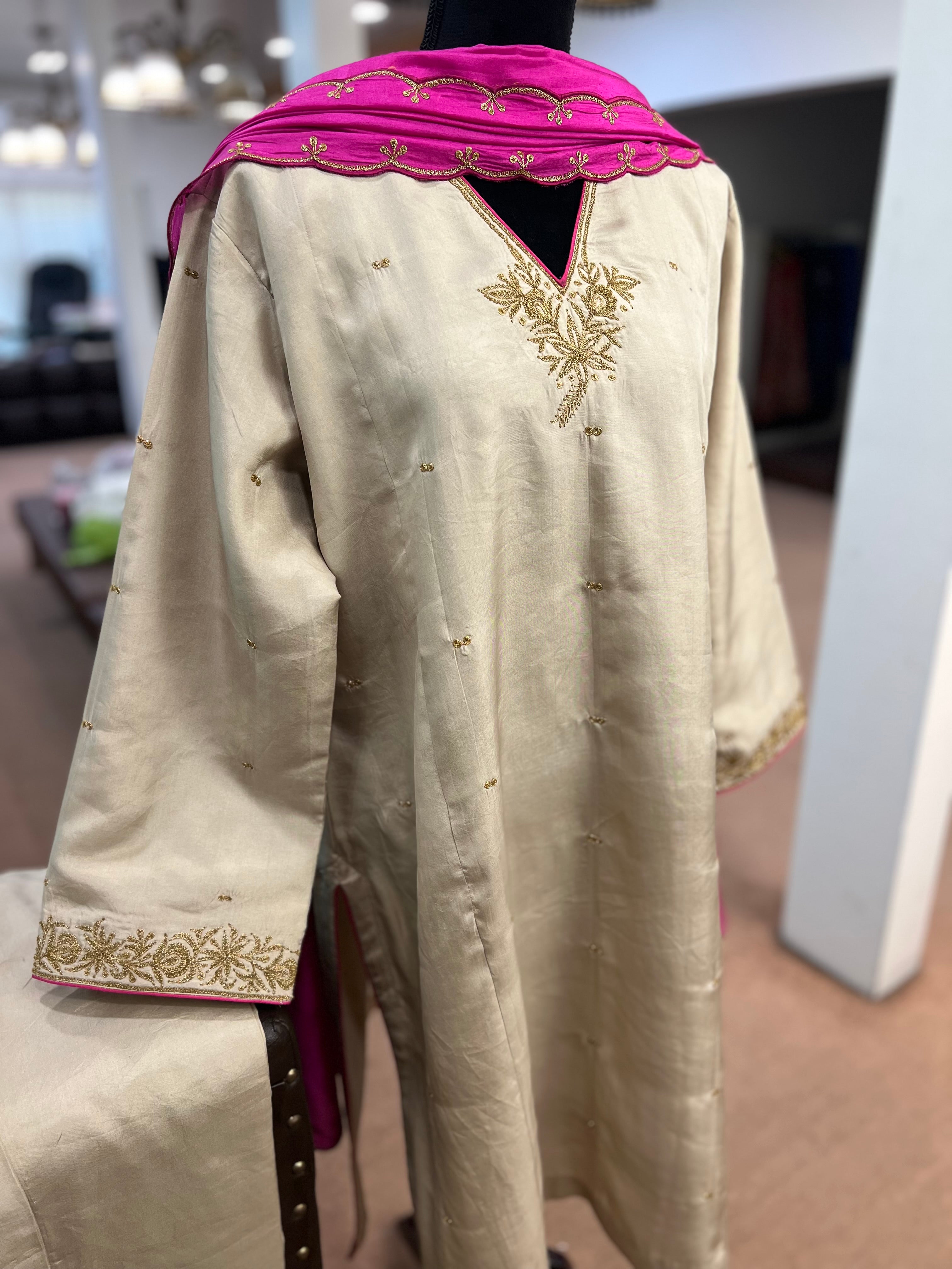 Pure silk kali kurta set 3pc MTKS832