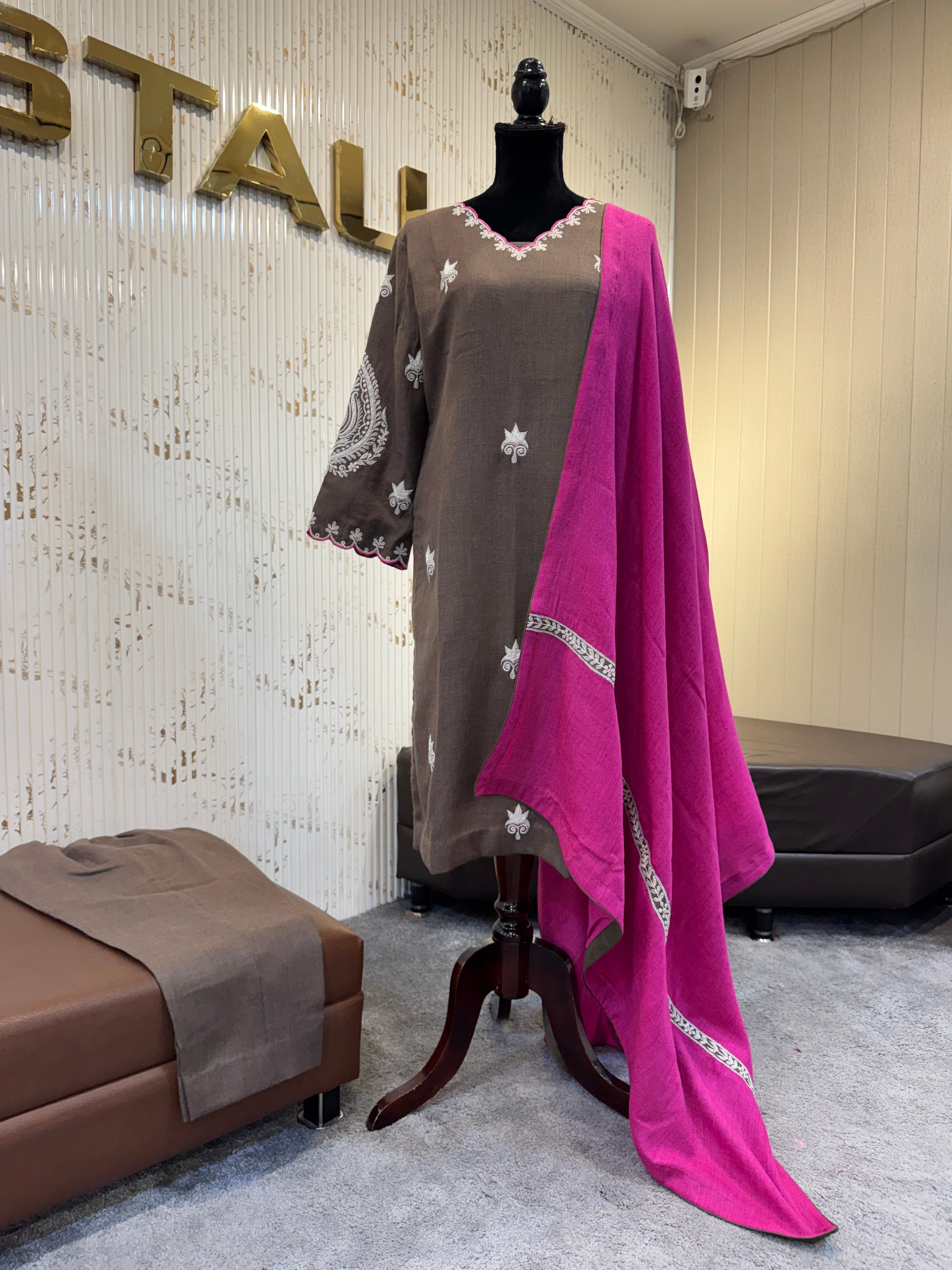 Purepashmina blend 3 pc kurta set