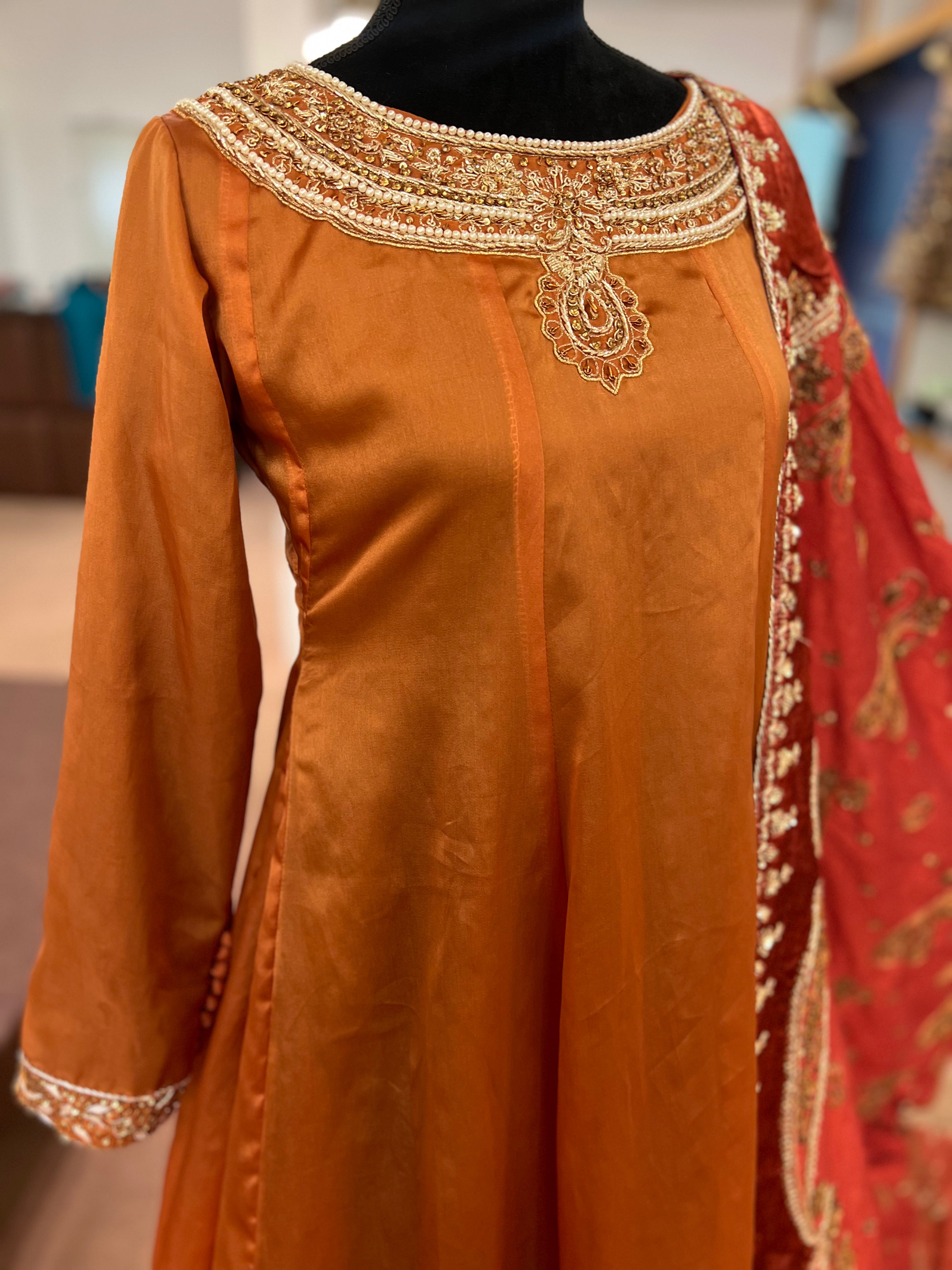 Hand embroidered bridal dress