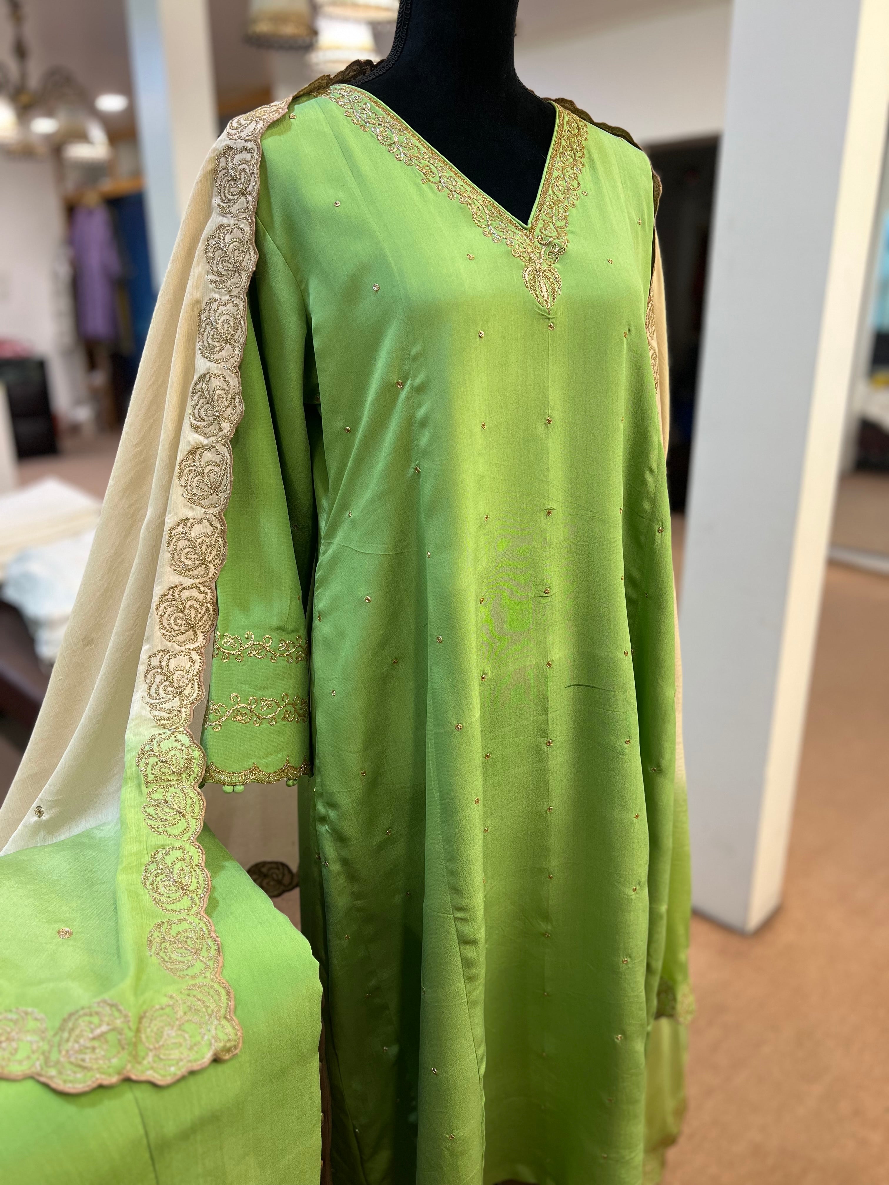 Pure crepe A line kali kurta set 3pc Mtks826