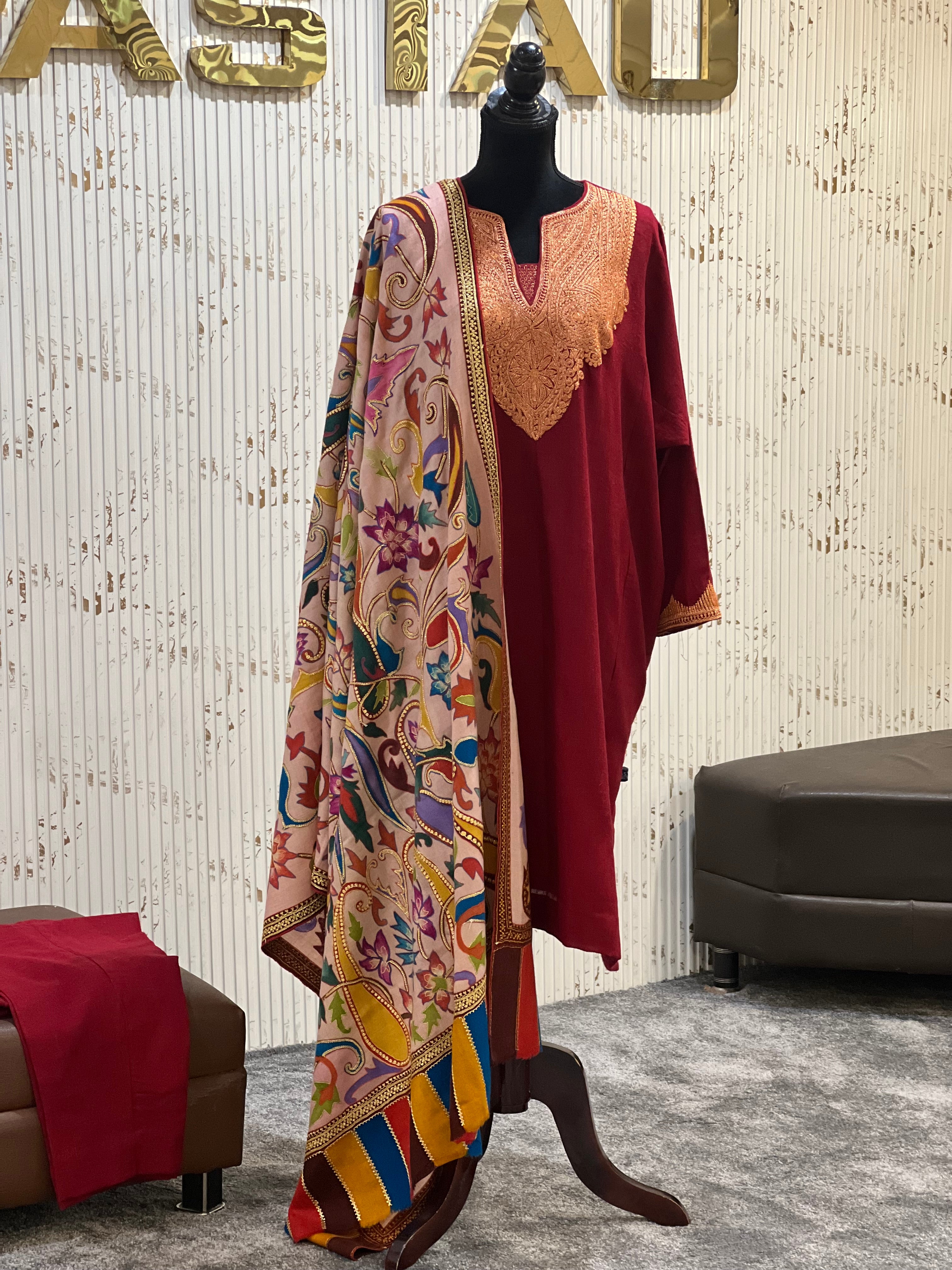 Pure pashmina blend pheran set 2pc pwb505