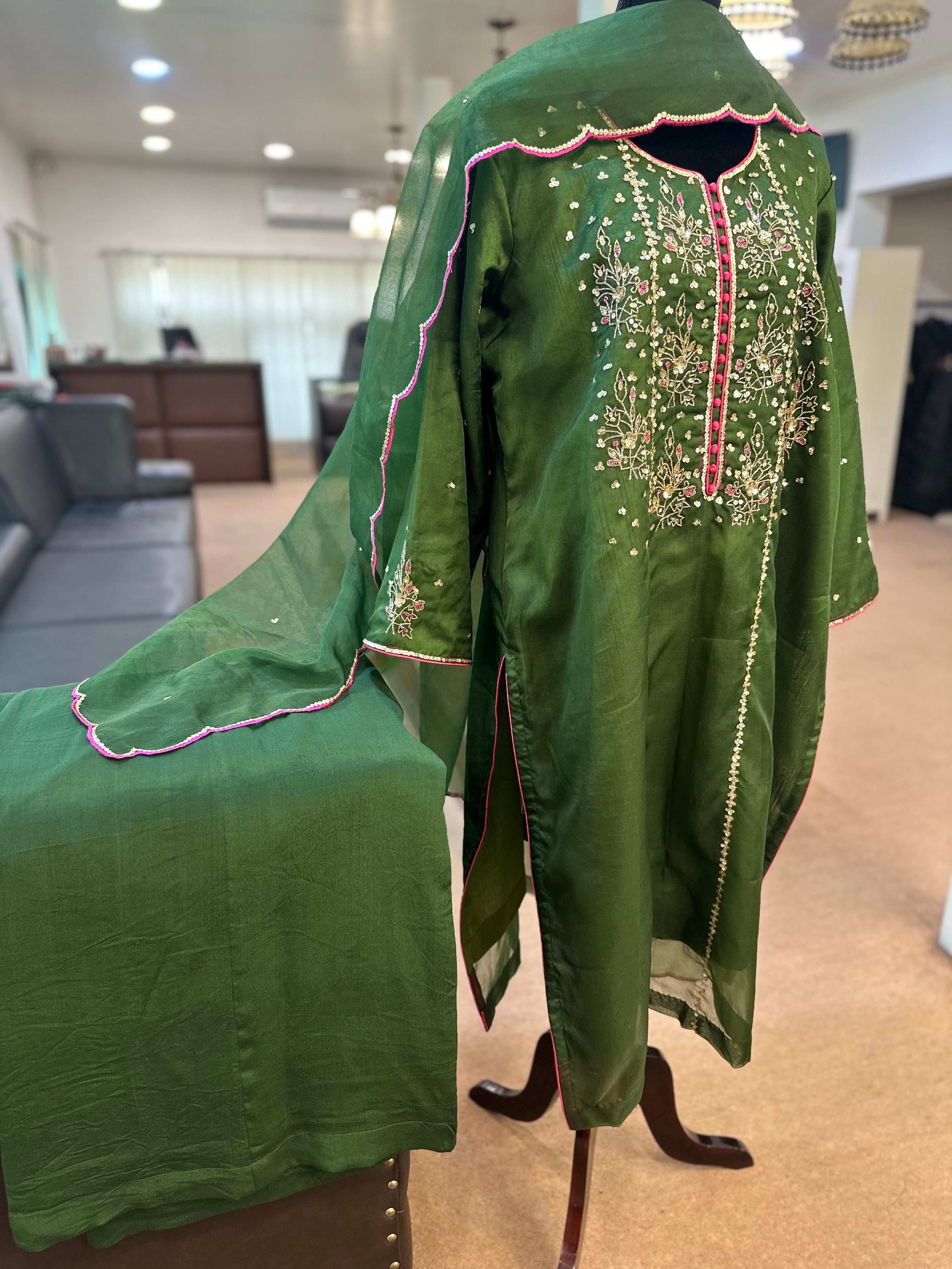 Handwork organza suit 3 piece