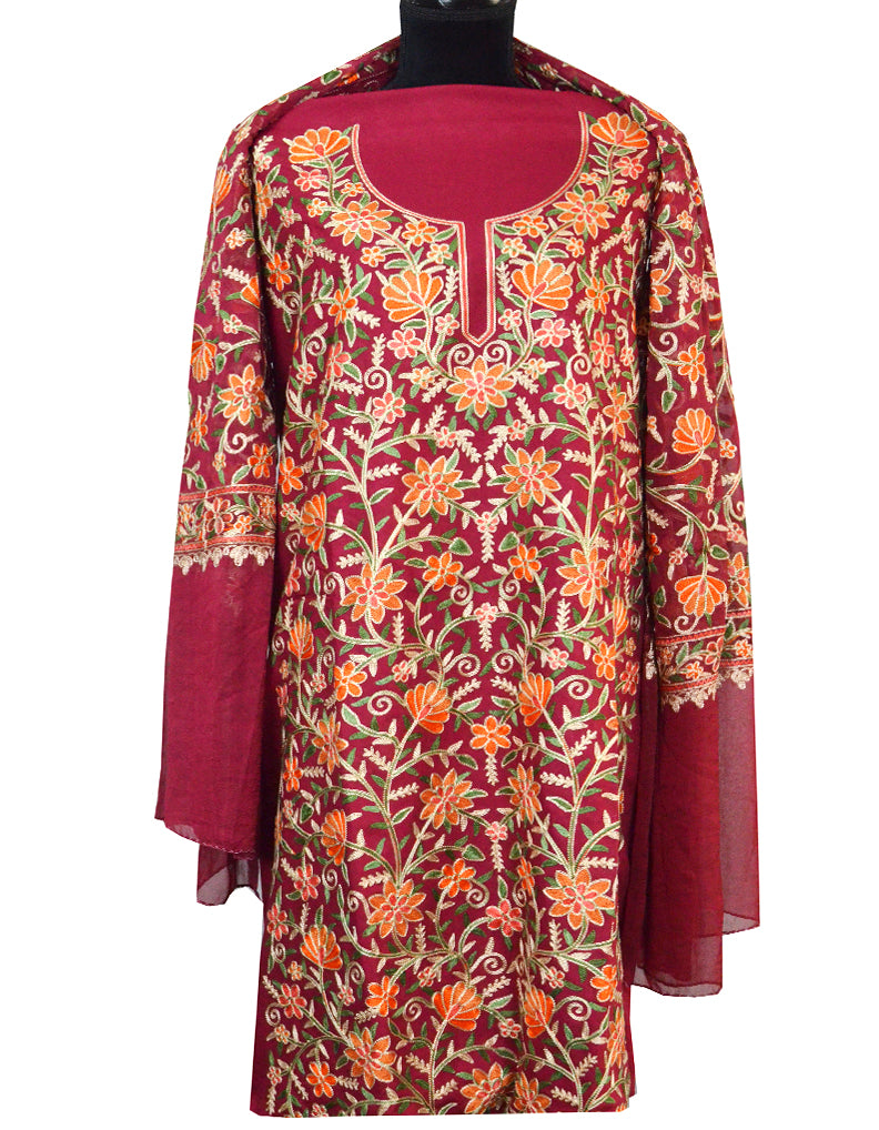 unstitched 3piece embroidery suit fabric FS004