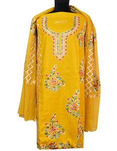 unstitched 3piece embroidery suit fabric FS007