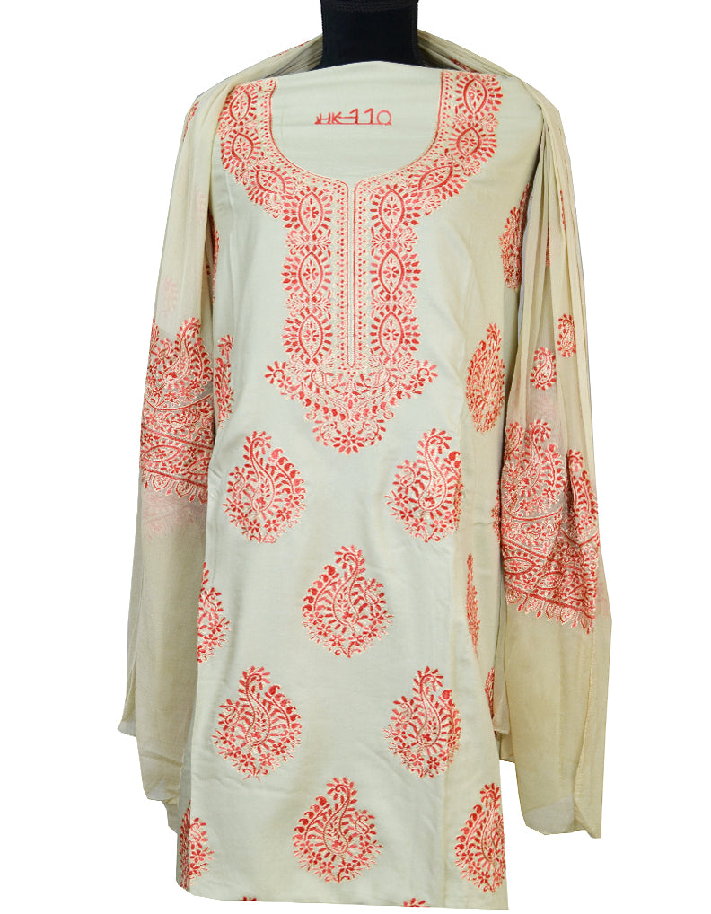 unstitched 3piece embroidery suit fabric FS010