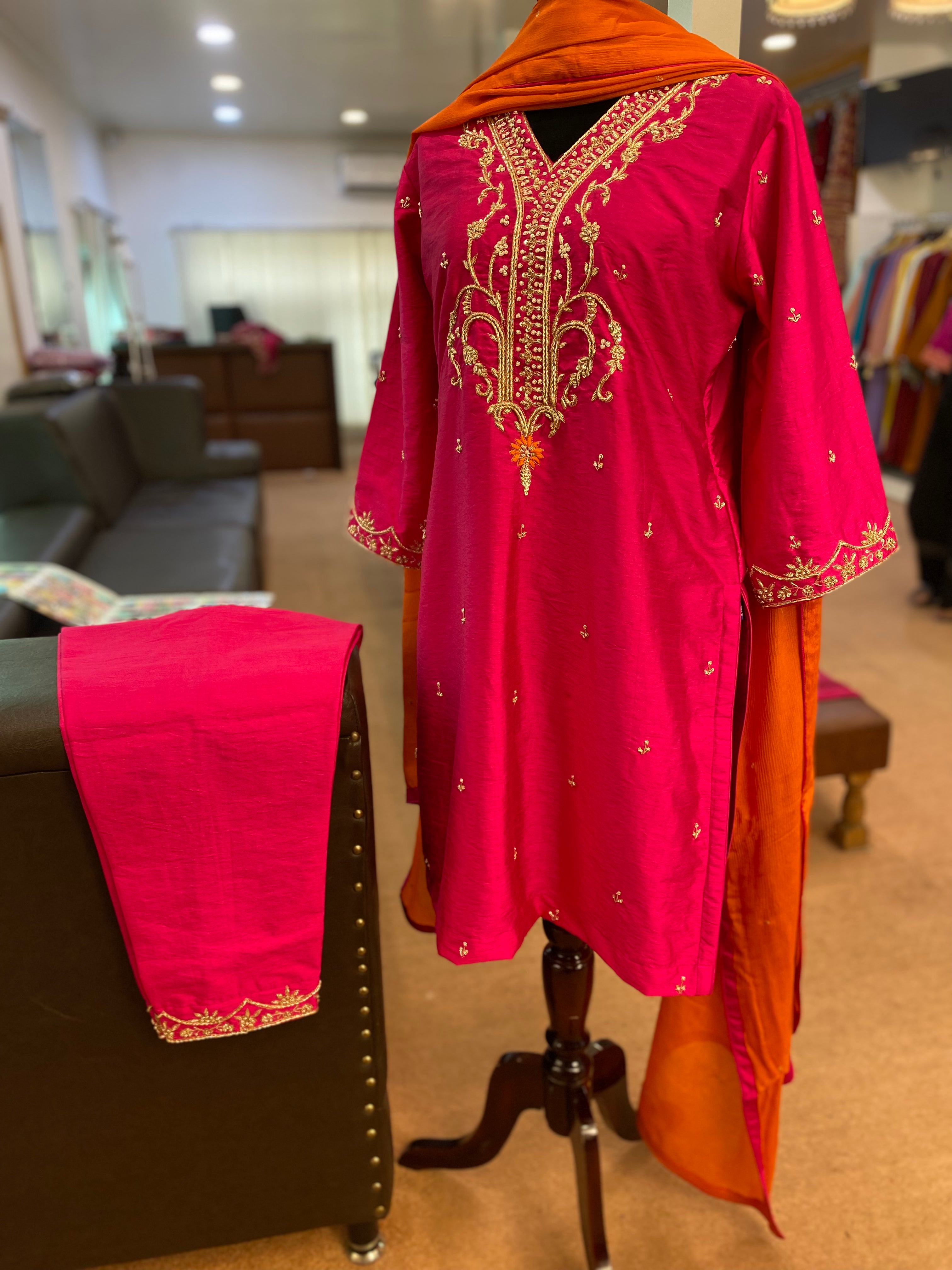 Hand embroidered dress 3pc stitched