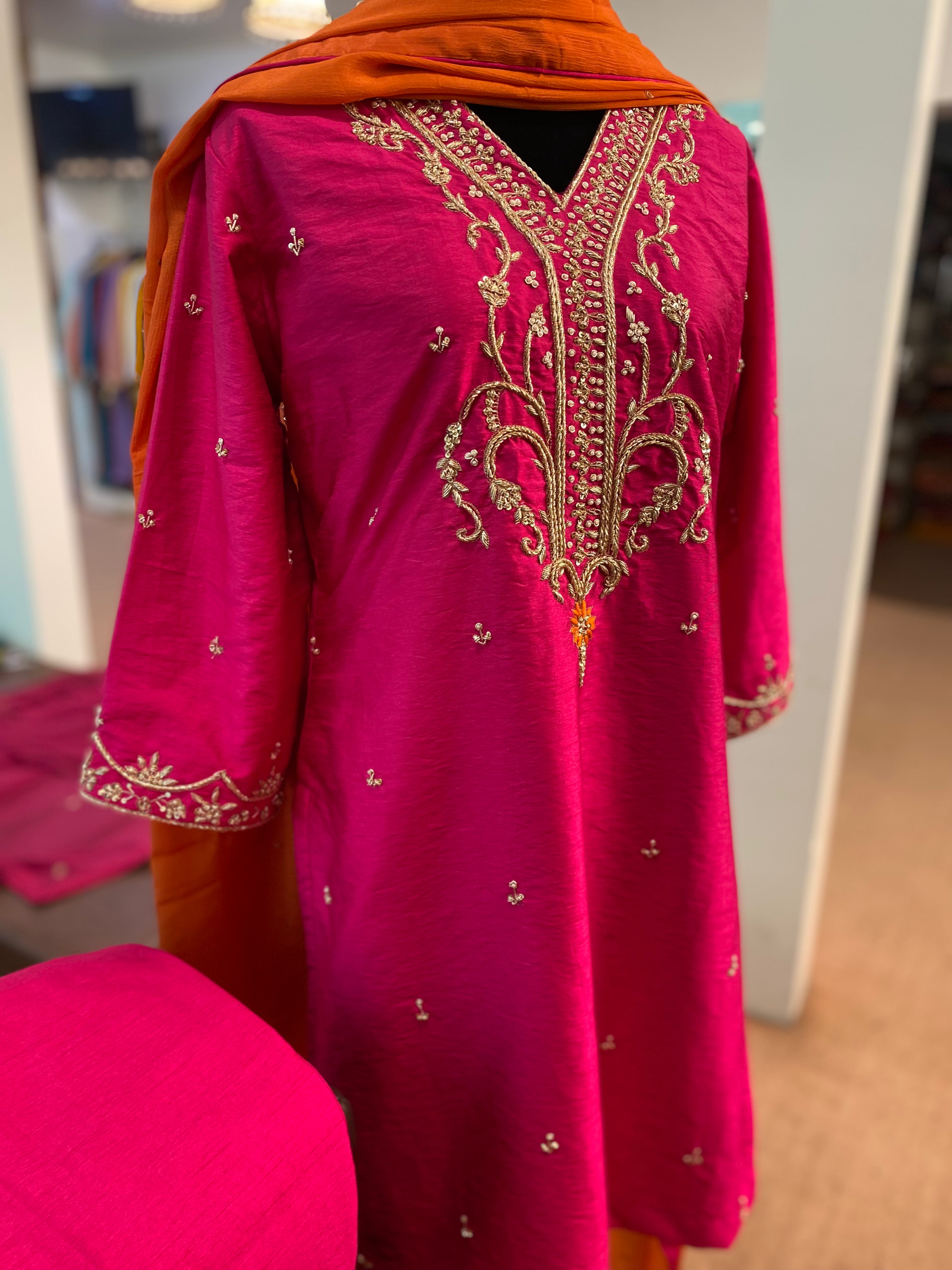 Hand embroidered dress 3pc stitched