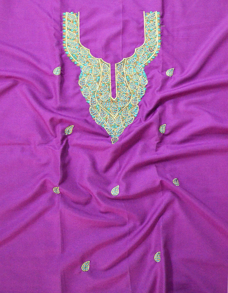 purple unstitched machine sozni fabric HSMS001